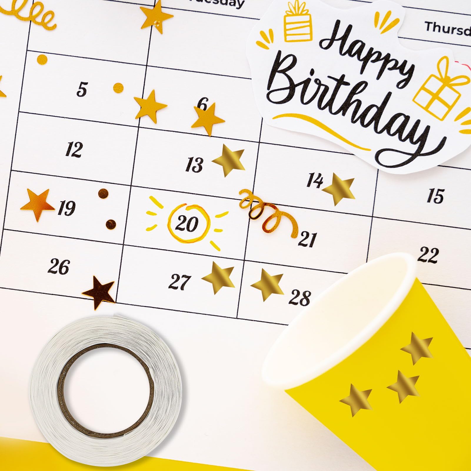 500 adesivi a forma di stella dorata, autoadesivi a forma di stella, adesivi decorativi, adesivi per ricompensa, per scrapbooking, biglietti di auguri, sacchetti, regali, fai da te (1 rotolo