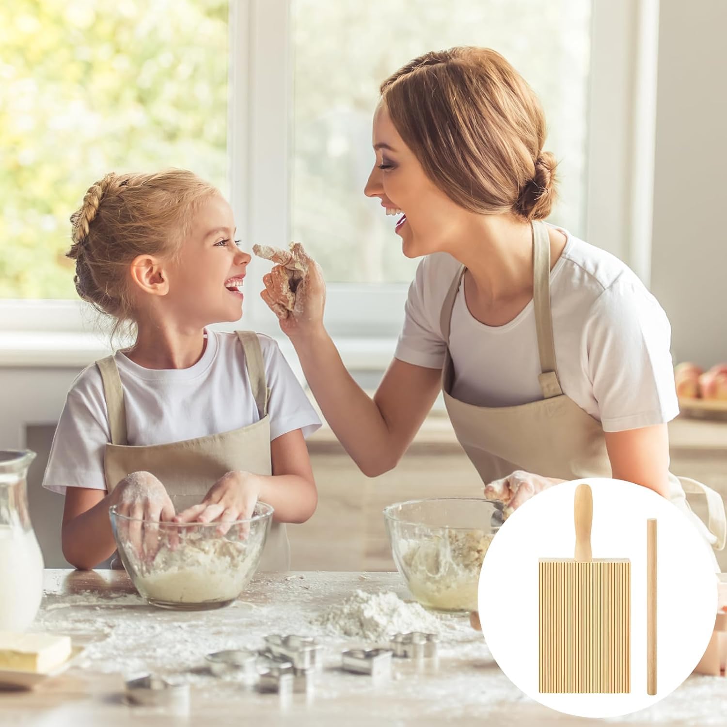 Tablero de Gnocchi y Macarrones, tabla de madera para pasta, set de herramientas para pasta, accesorios de madera de haya