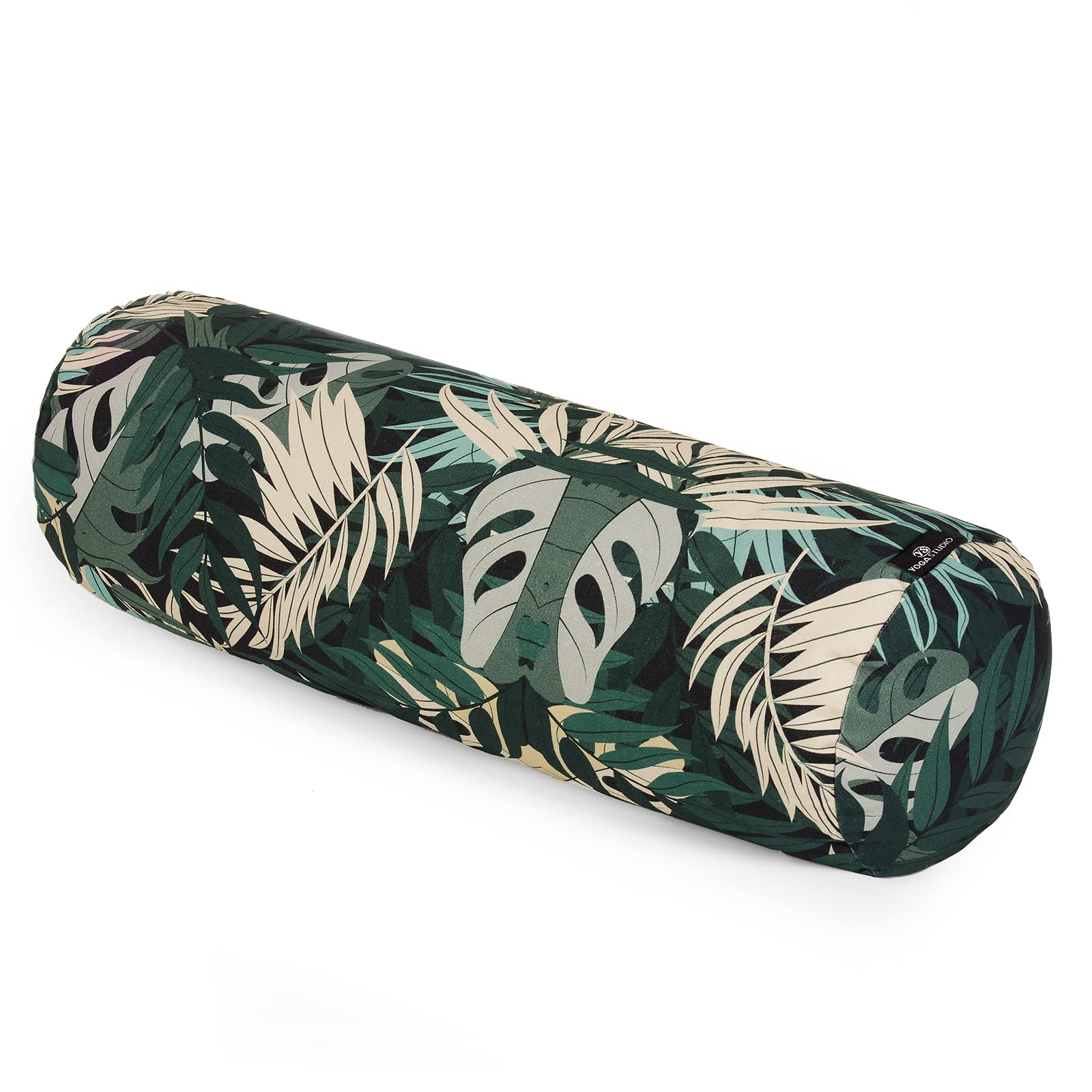Yoga Studio Cojín orgánico diseñado con trigo sarraceno – 23 cm x 61 cm, cojín de yoga de trigo sarraceno con diseño de selva verde, cojín ligero, funda de algodón