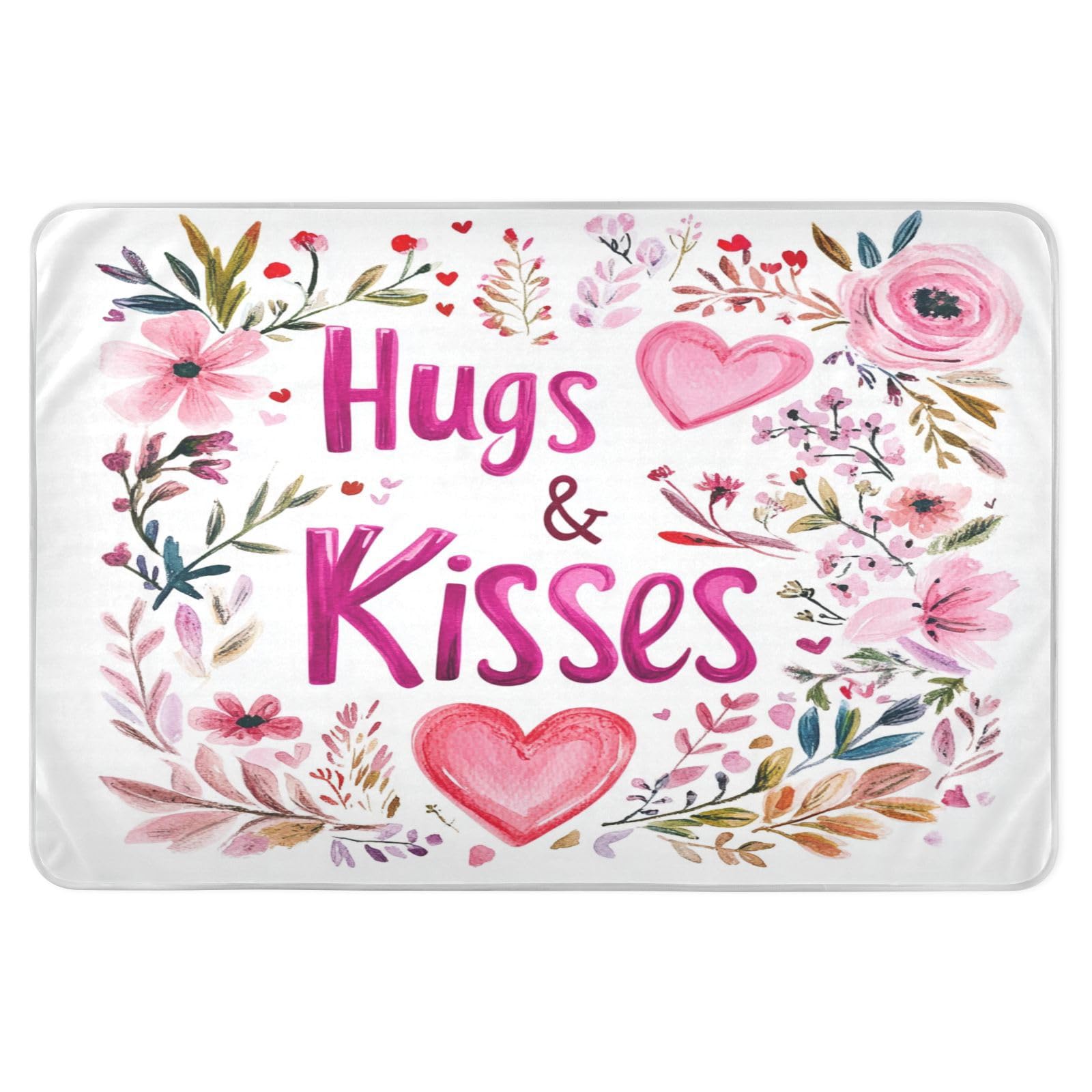 Extra Large Resuable Changing Pad Covers Highly Absorbent Bed Wetting Pads Skin-Friendly Pee Mats for Children Adults Pets 52x34in Valentines Day Love Heart Hugs Kisses