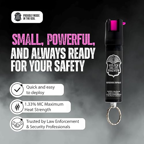 Miniatura 2 de Police Magnum Herramienta de seguridad compacta de defensa personal en aerosol de pimienta, soporte fuerte integrado para llavero, pequeño
