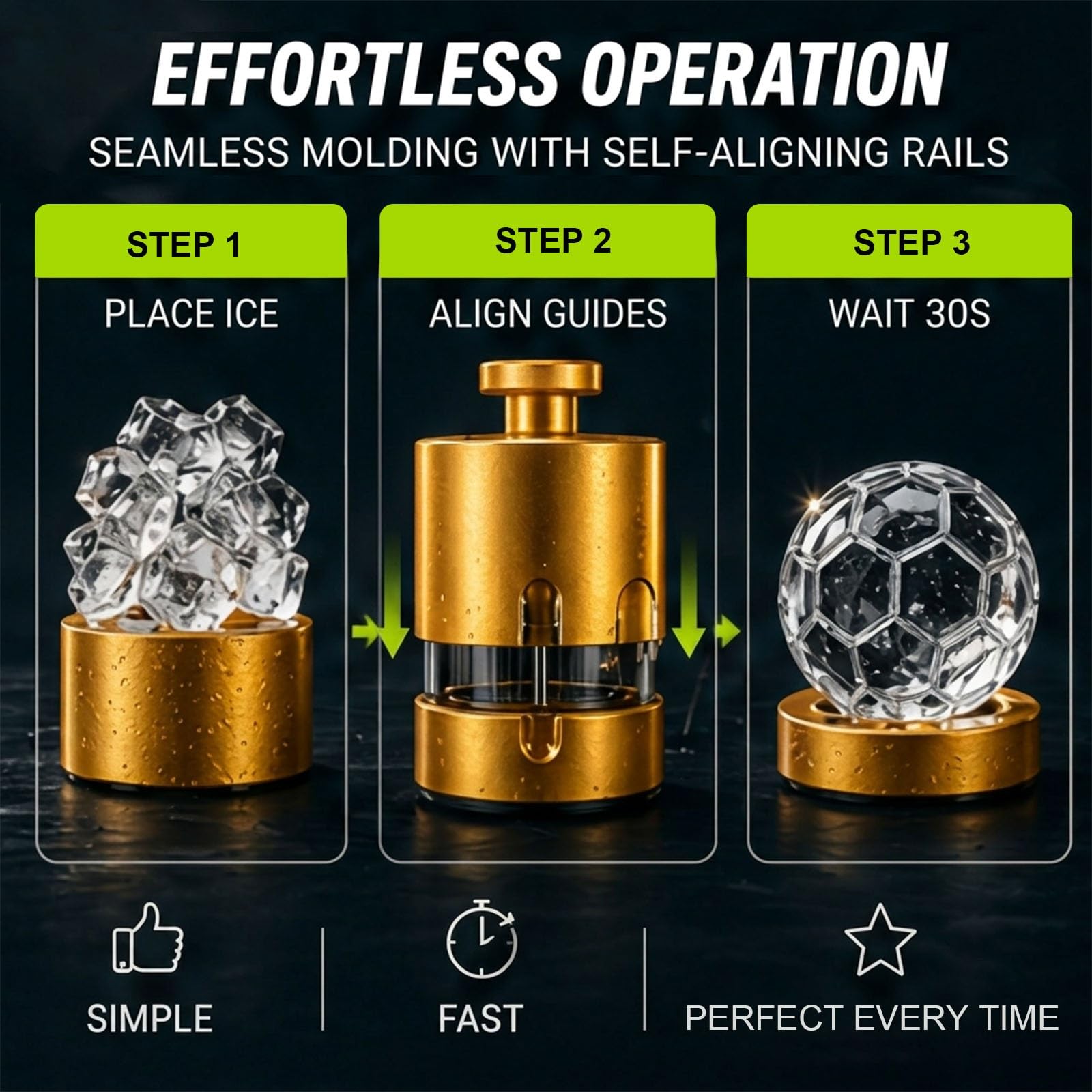 Máquina de Hielo Profesional de Fútbol, 60mm 70mm Prensa de Aluminio de Aviación, Compresión Automática para Esferas de Hielo, Regalo para Aficionados al Whisky(70mm)