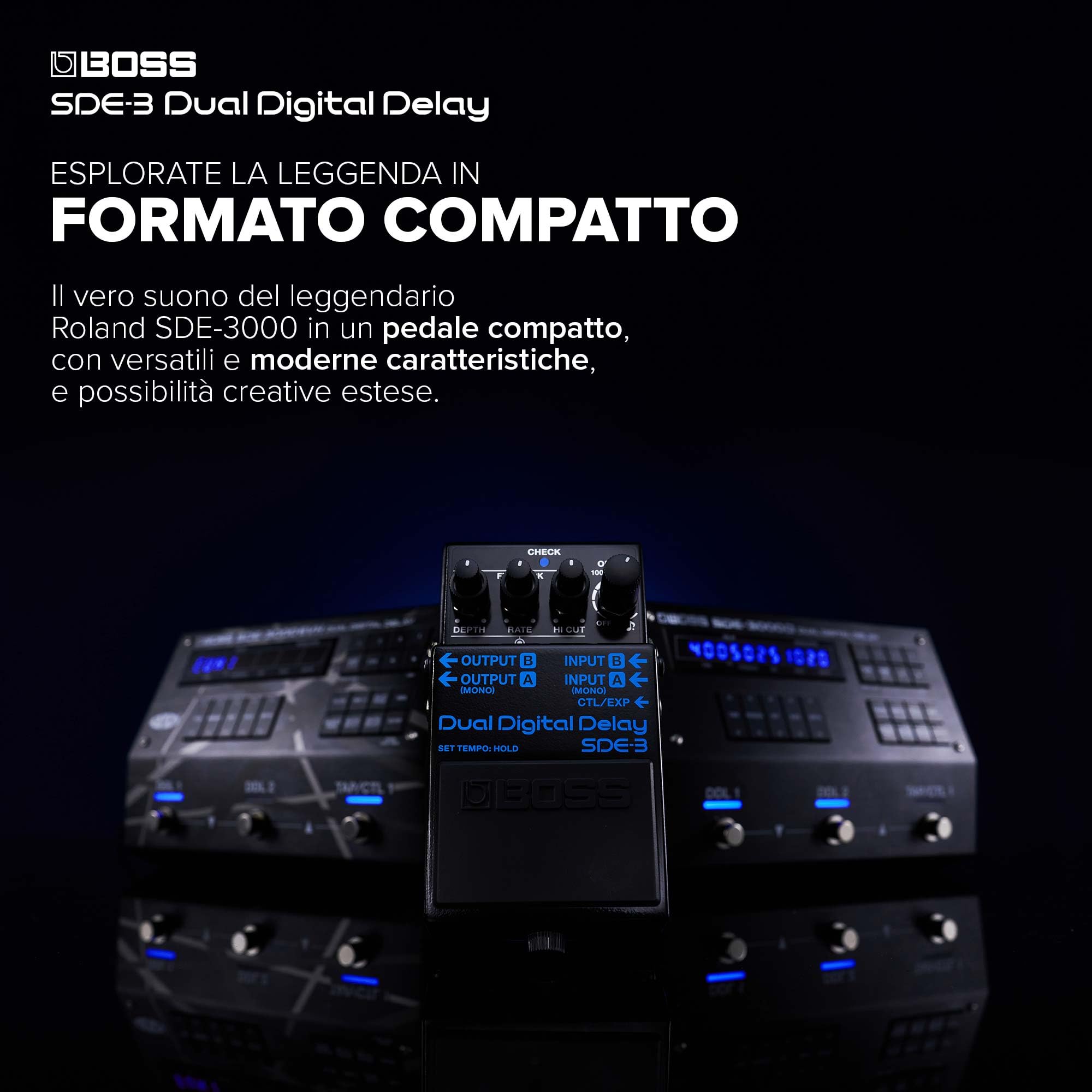 BOSS SDE-3 Pedale Dual Digital Delay | Il Vero Suono del Leggendario Roland SDE-300 | Pedale Compatto | Funzionalità Moderne e Versatili | Tempi di Delay Più Lunghi, fino a 1600msec