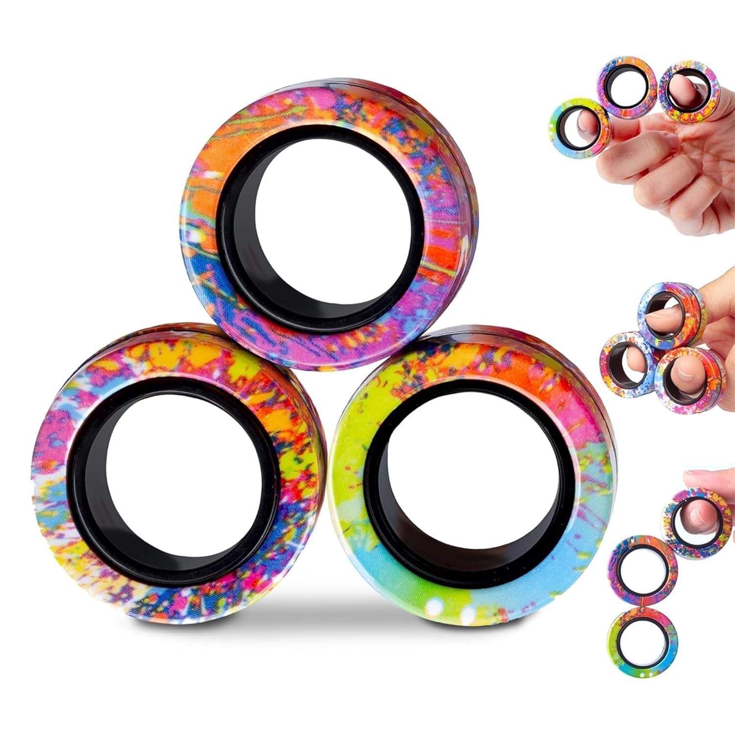 3pcs Magnetic Rings Fidget Toy Set, Magnetic Fidget Toys Adults Fidget Spinner Rings for Relief, Gifts for 8+ Year Old Teen Boy Girl-image-24