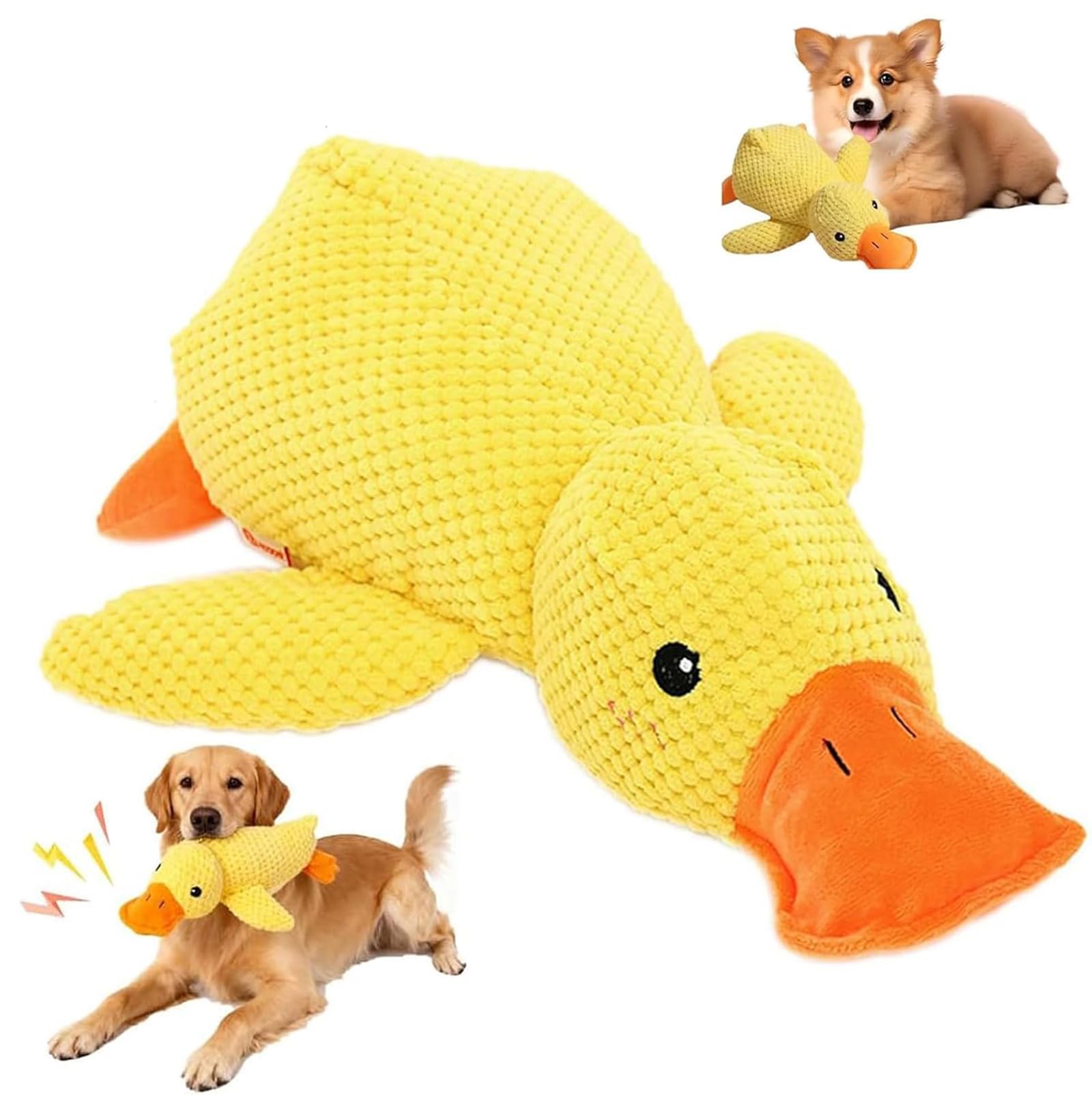 Jiahuade Anti Stress Ente für Hunde,Ente Hundespielzeug,Antistressente für Hunde,Quack-Quack Duck Hundespielzeug,Quietschspielzeug Hund Kuscheltier,Weiches Welpenspielzeug für Kleine,Mittlere Hunde