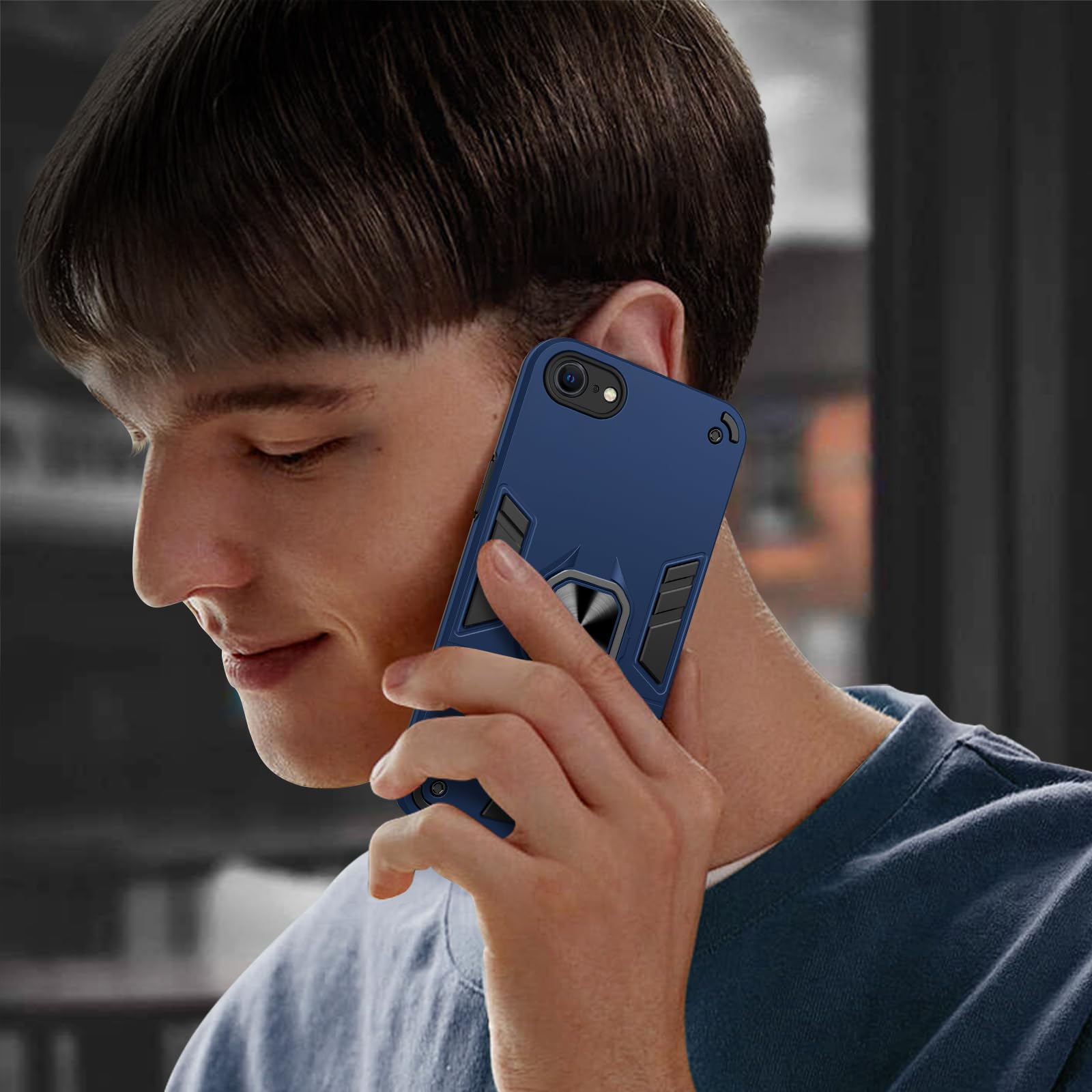 Funda para Xiaomi Redmi Note 15 Pro 5G, Carcasa Antigolpes con Soporte anular metálico, Case Protectora de Grado Militar, Azul — view 123