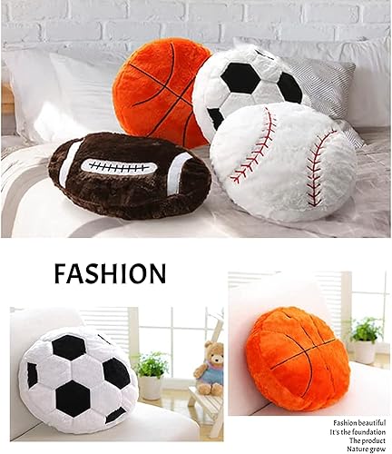 Miniatura 7 de Almohada de baloncesto suave y esponjosa, juguete de fútbol de felpa, acogedora almohada deportiva, cojín de espalda grueso, decoración de sofá,