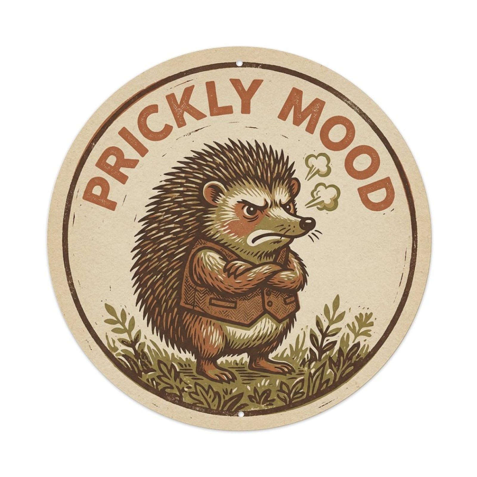 Rustic Hedgehog Woodland Wildlife Prickly Humor Vintage Metal Tin Sign