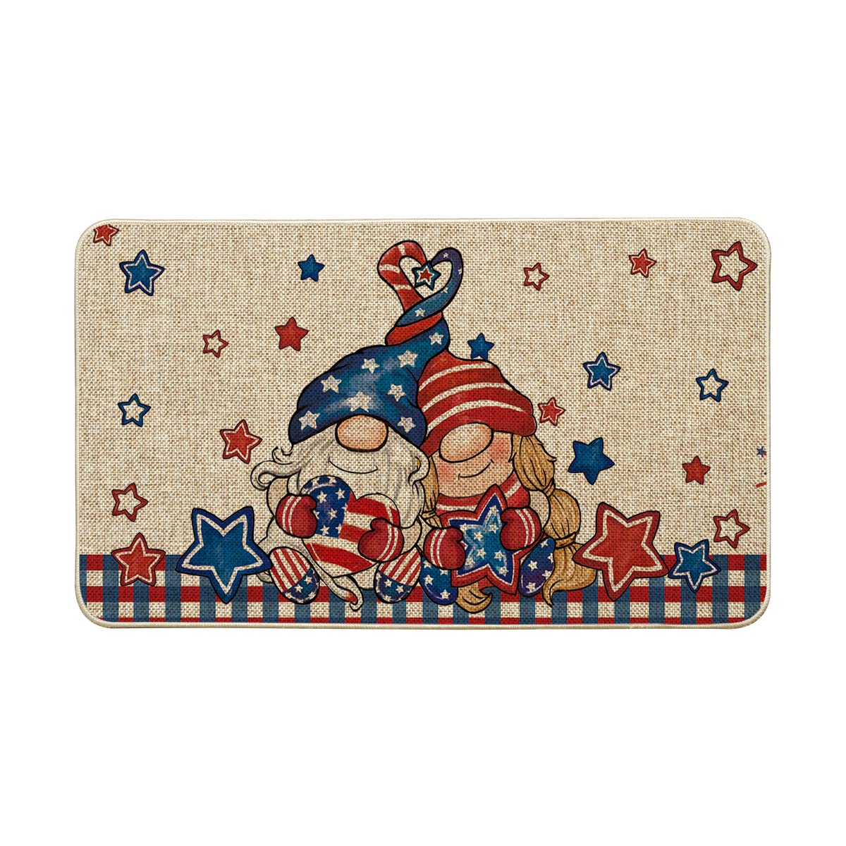 Artoid Mode Stars Gnomes Patriotic 4th of July Doormat, Memorial Day Home Decor Switch Rug Door Mat Floor Mat for Indoor Outdoor 17x29 Inch