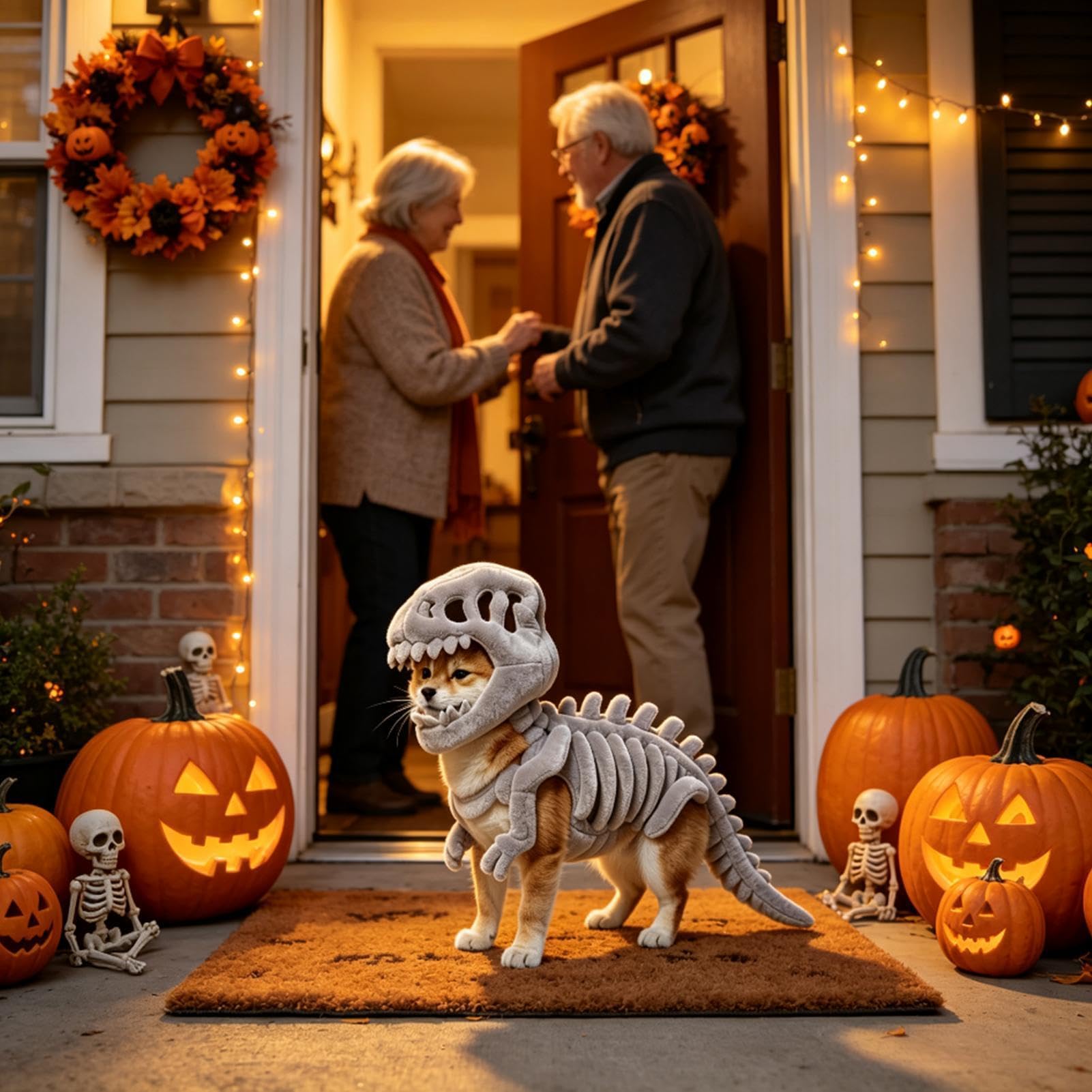 Costume da dinosauro per cani, travestimento da scheletro | Costume da dinosauro per cani, per Halloween, per casa, appartamento, spettacoli teatrali, fotografie, eventi, carnevale