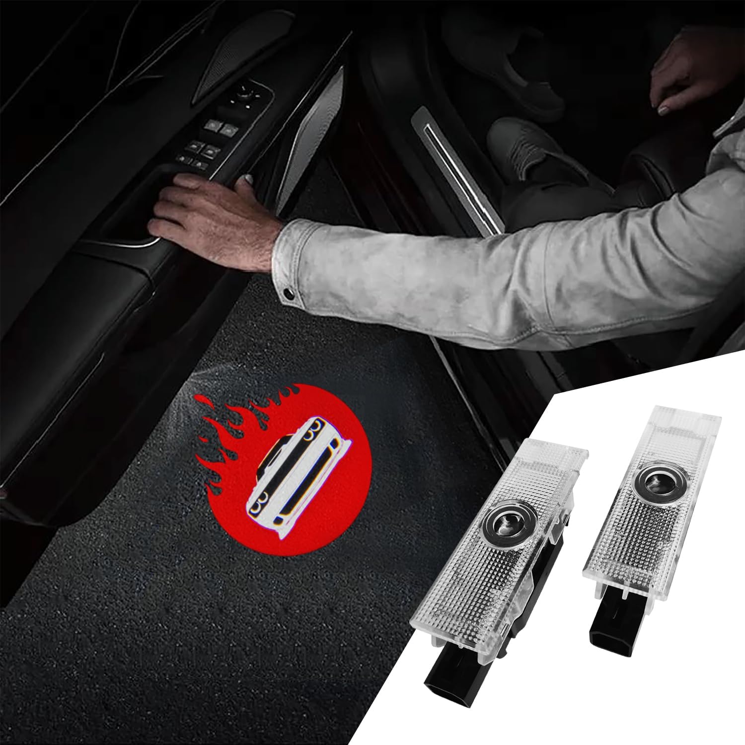 2Pcs Car Door Lights Compatible With Challenger 2015-Present. Personality Pattern LED Projector Courtesy Welcome Lights for SRT SXT GT RT (Picture 2)