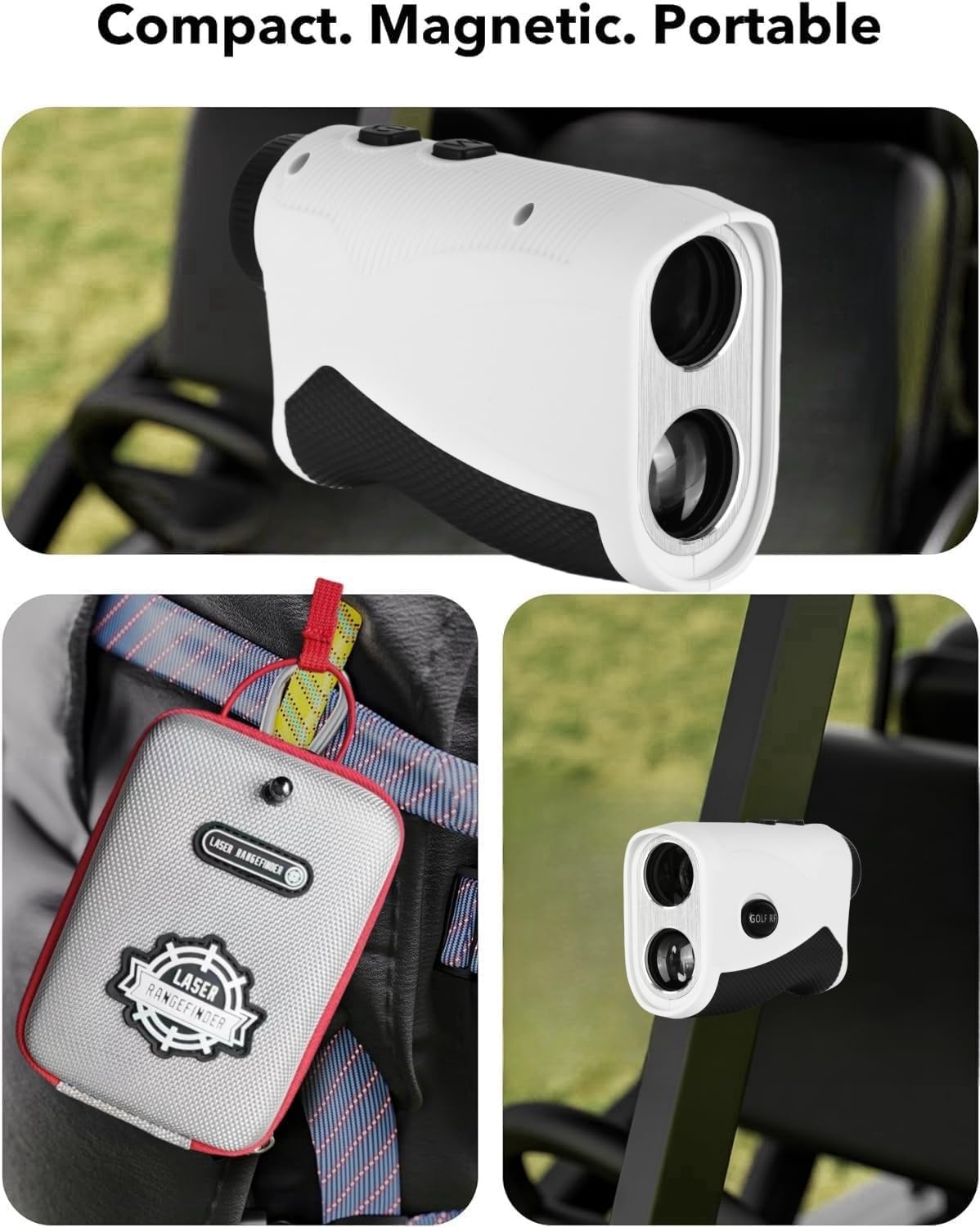 Golf Laser Entfernungsmesser 600M/1100M mit Slope-Schalter, Magnetstreifen, Entfernungsmesser 7X Vergrößerung, Turniermodus, Fast Flag-Lock mit Pulsvibration für Golf