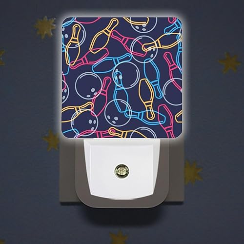 Miniatura 3 de Bola de boliche con sensor de pasadores de bolos, luz nocturna LED, lámpara de enchufe, luz nocturna blanca suave pequeña para dormitorio, baño,