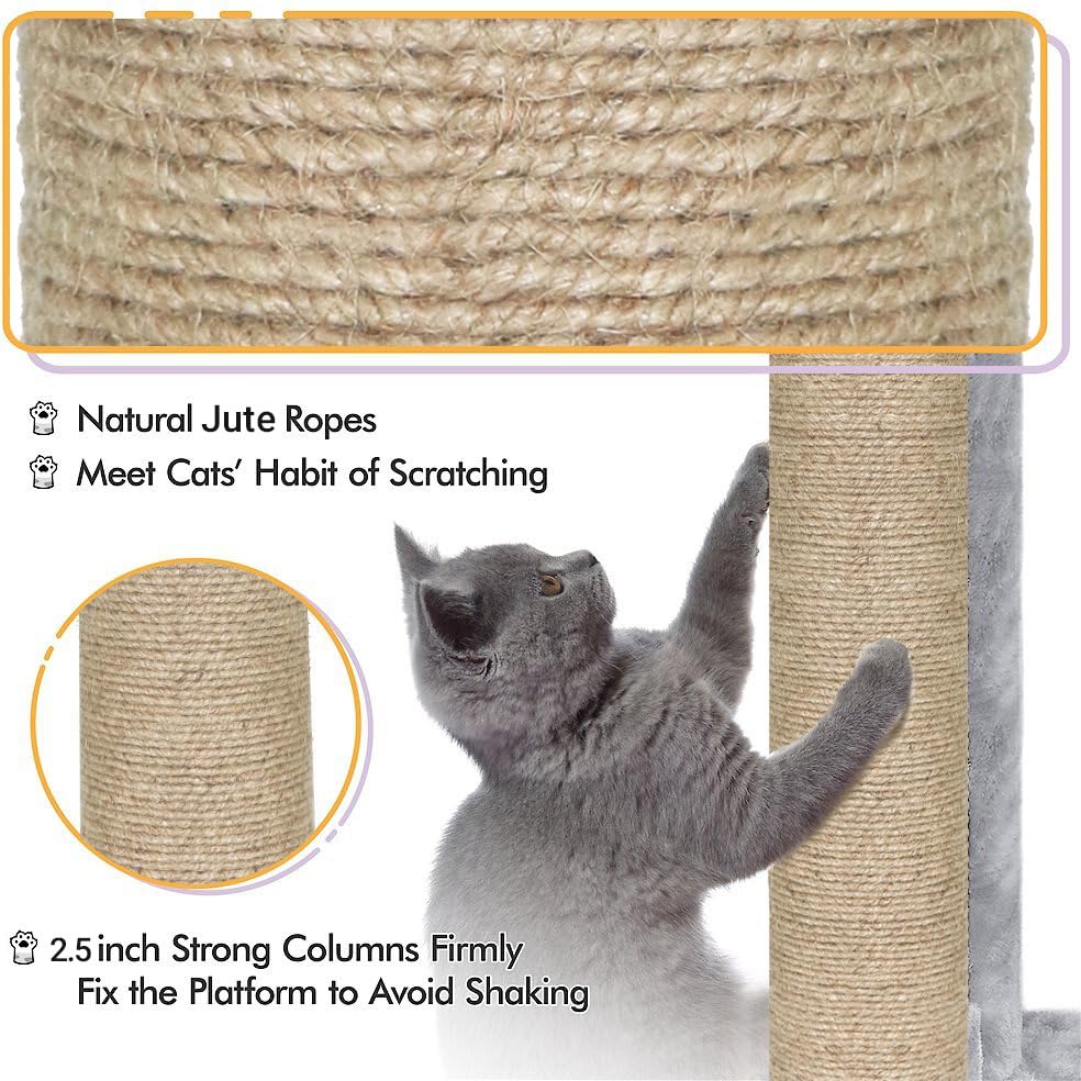 Image of Cat Tree with Multiple Levels and Scratching Posts (Brown - FUUR-17)