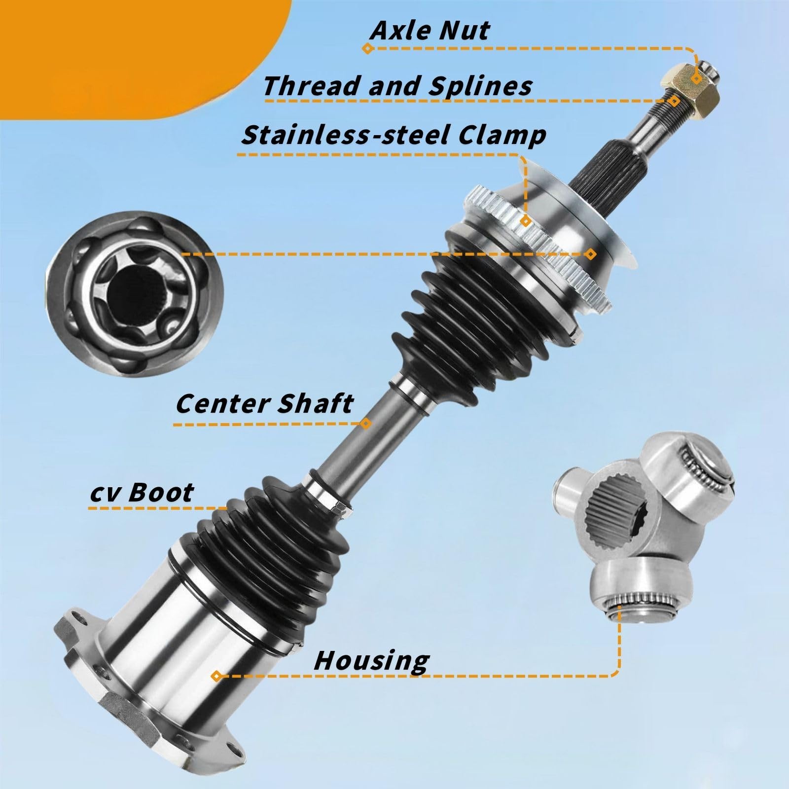 Cardan Avant Gauche AutoShack Front Left Assembly Replacement For 2002-2017  Cv Axle Shaft