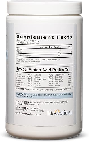 Miniatura 3 de Colágeno en polvo BioOptimal, péptidos de colágeno, sin OGM, proteina de colágeno hidrolizada de primera calidad, colágeno bovino alimentado por