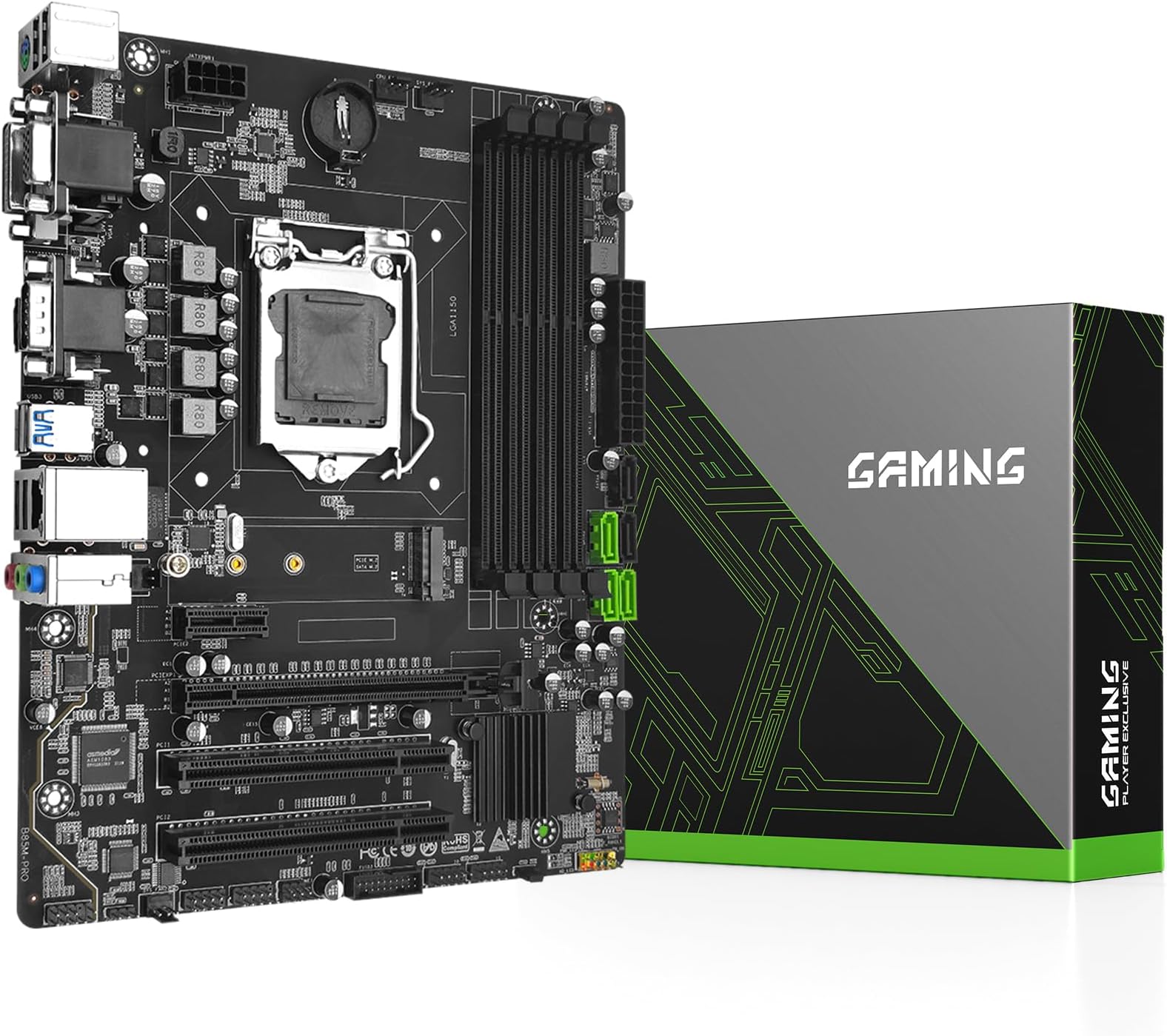 B85m Pro Motherboard LGA 1150 support Intel Core i7/i5/i3/Pentium/Celeron/E3 (Micro ATX, DDR3 Max 32GB, VGA/DVI/HDMI-compatible, PCIe 3.0 X16, SATA 6Gb/s, Gigabit LAN)