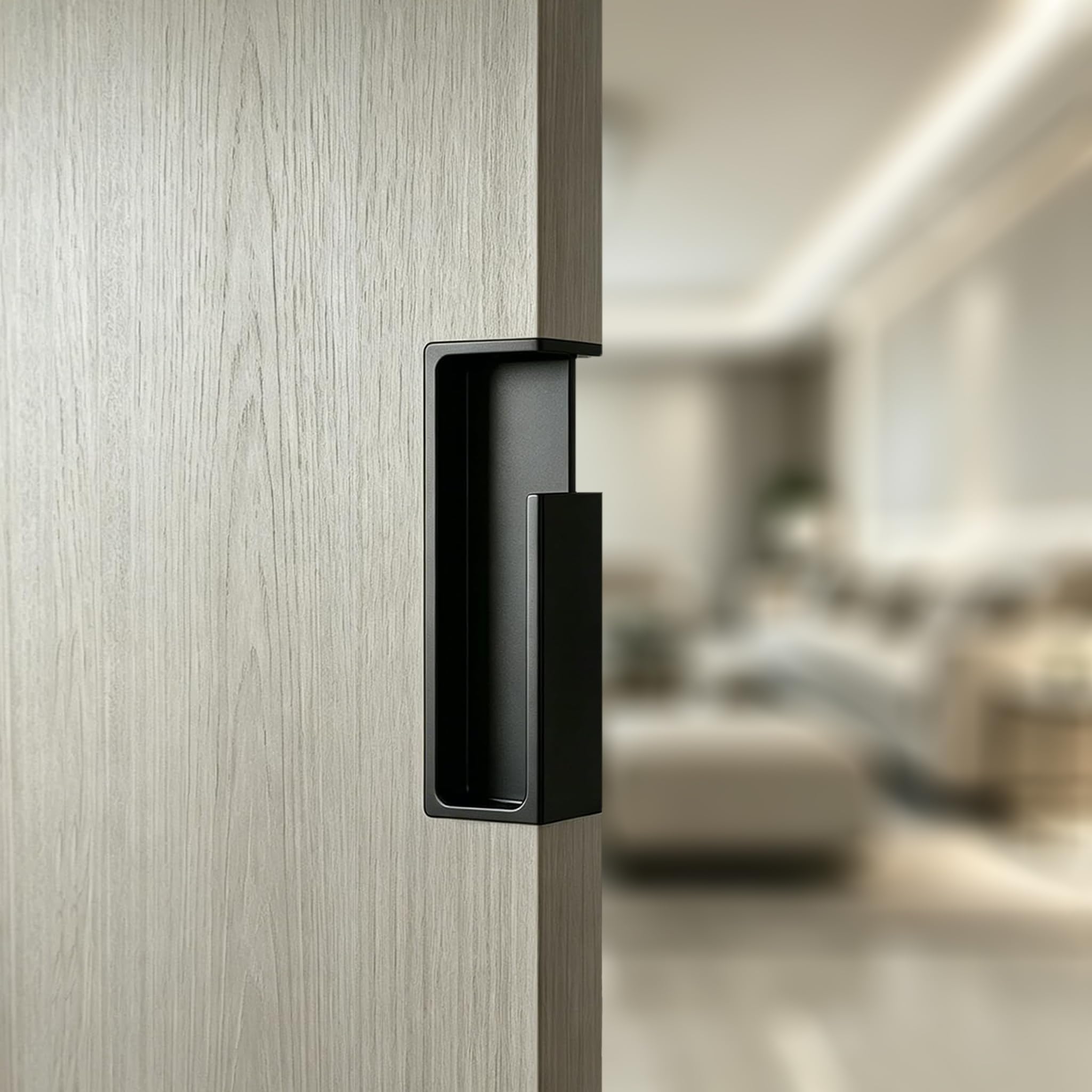 Photo 1 of LWZH 4.72" Pocket Door Handle, Aluminum Sliding Door Pull, Black