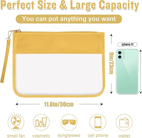 Miniatura 10 de izuzta Bolsa plana clara de la cremallera del bolso del maquillaje de la PU de la bolsa plana del PVC con la, 2 PCS negro