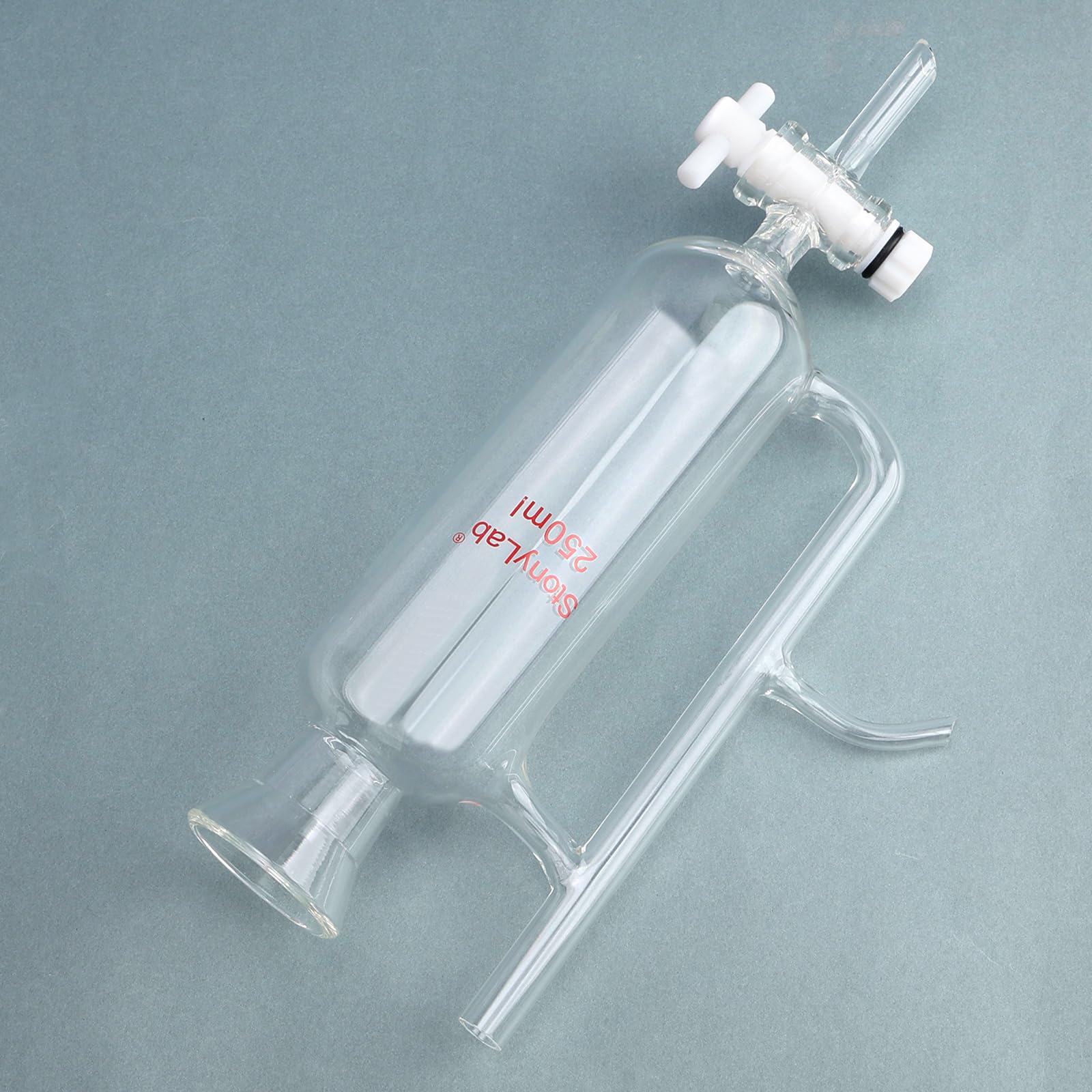 stonylab Weithals-Wasser-Öl-Abscheider mit PTFE-Hahn, Glaswaren zur Flüssigkeitstrennung und -reinigung, Zwei-Phasen-System-Laborexperimente, 250 ml
