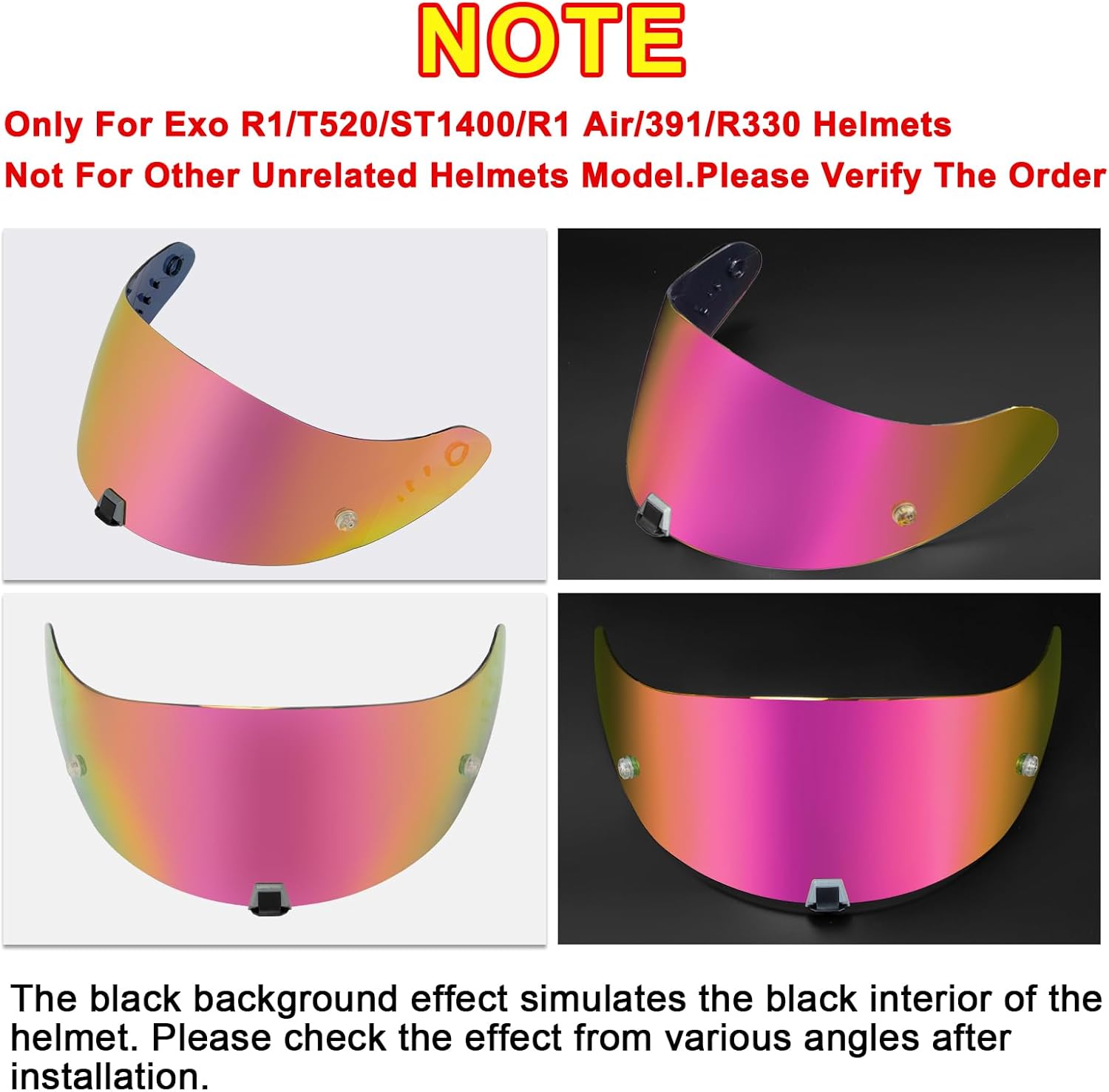 PSLER Helmet Visor for T520 ST1400 R1 - T520 ST1400 R1 Face Shield Helmet Visor Helmet Accessories,Deep Rose Red