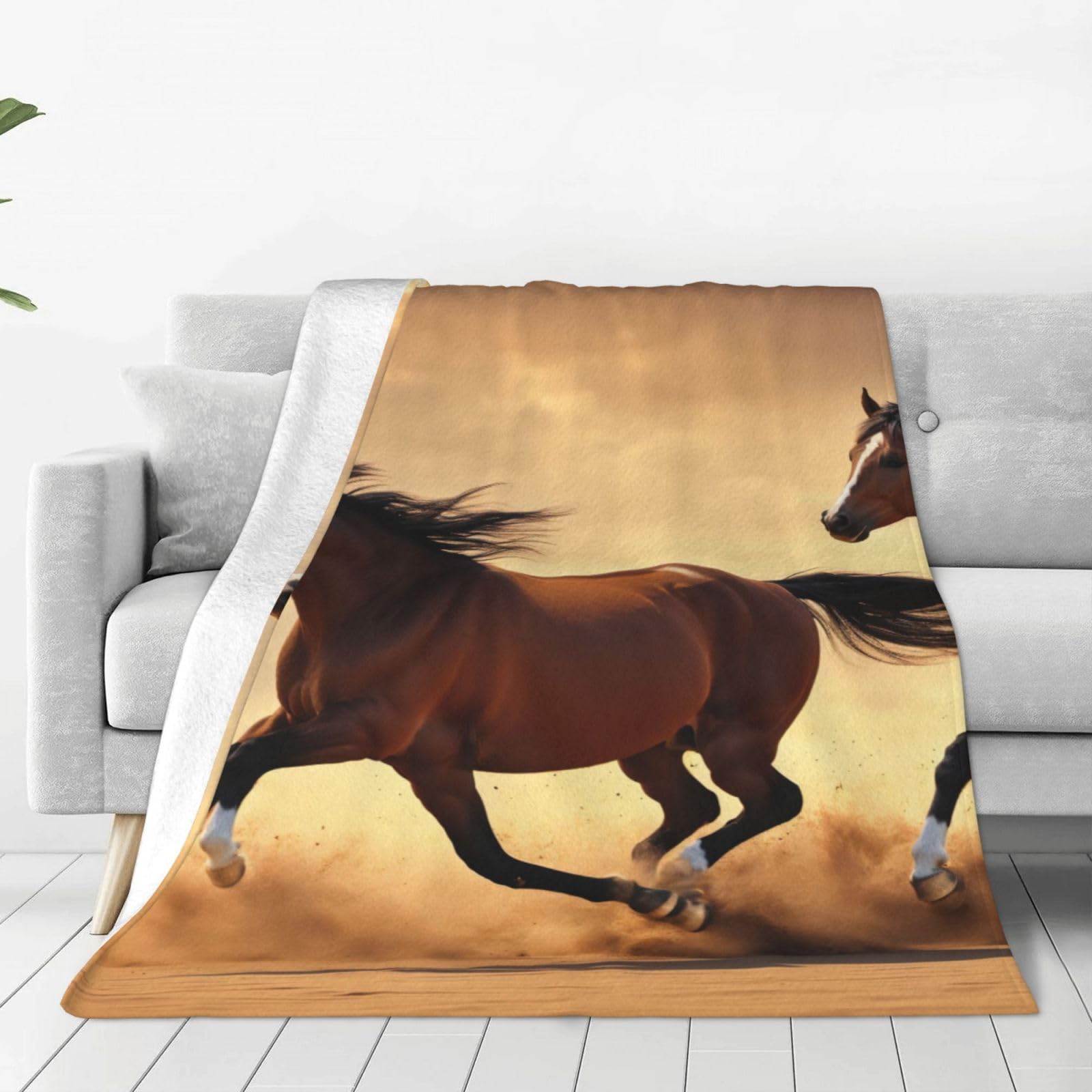 Couverture polaire cheval à rayures plaid doux lit et canapé