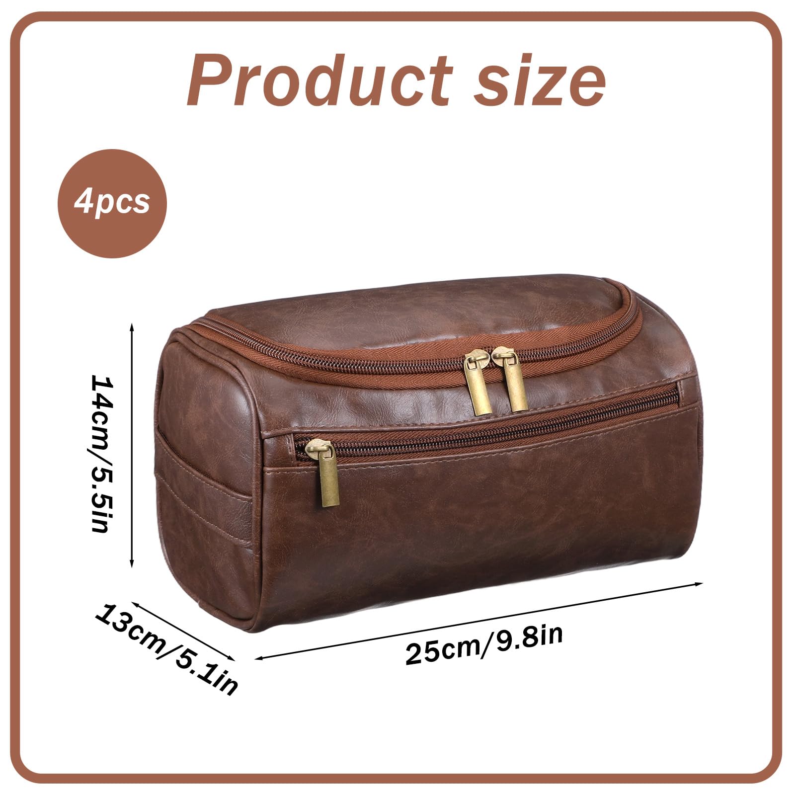4 trousse da toilette in pelle per uomini e testimoni dello sposo, set regalo con gancio, grande, impermeabile, kit da barba da viaggio, borsa cosmetica vintage per papà, fidanzato