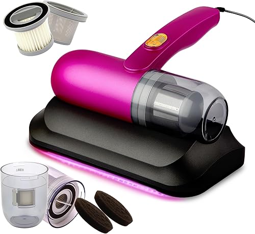 Aspiradora de cama, succión fuerte de 13 Kpa y bajo ruido, luz UV, filtro HEPA lavable para limpieza profunda, aspiradora de mano limpia eficazmente