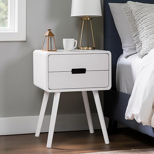 Karl home Mesita de noche moderna de mediados de siglo para dormitorio, mesita de noche escandinava con 4 patas de madera maciza, mesa auxiliar de 2