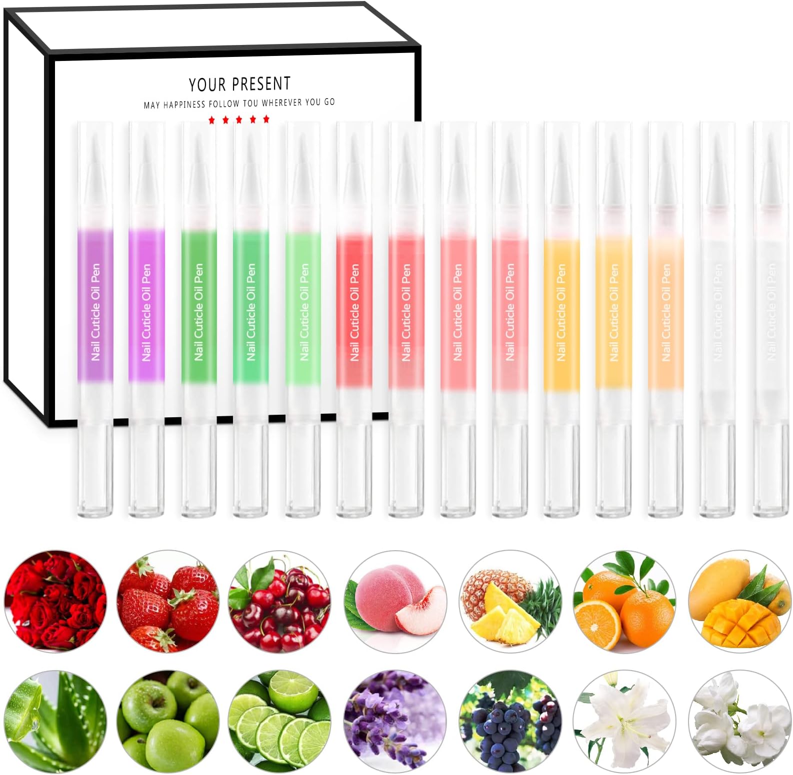 6Pcs Nail Cuticle Oils Nail Nutrition Oil Pen Nail Treatment Pen 6 Smell Cuticle Revitalizer Prevent Agnail Nourish Skin (14 pcs)