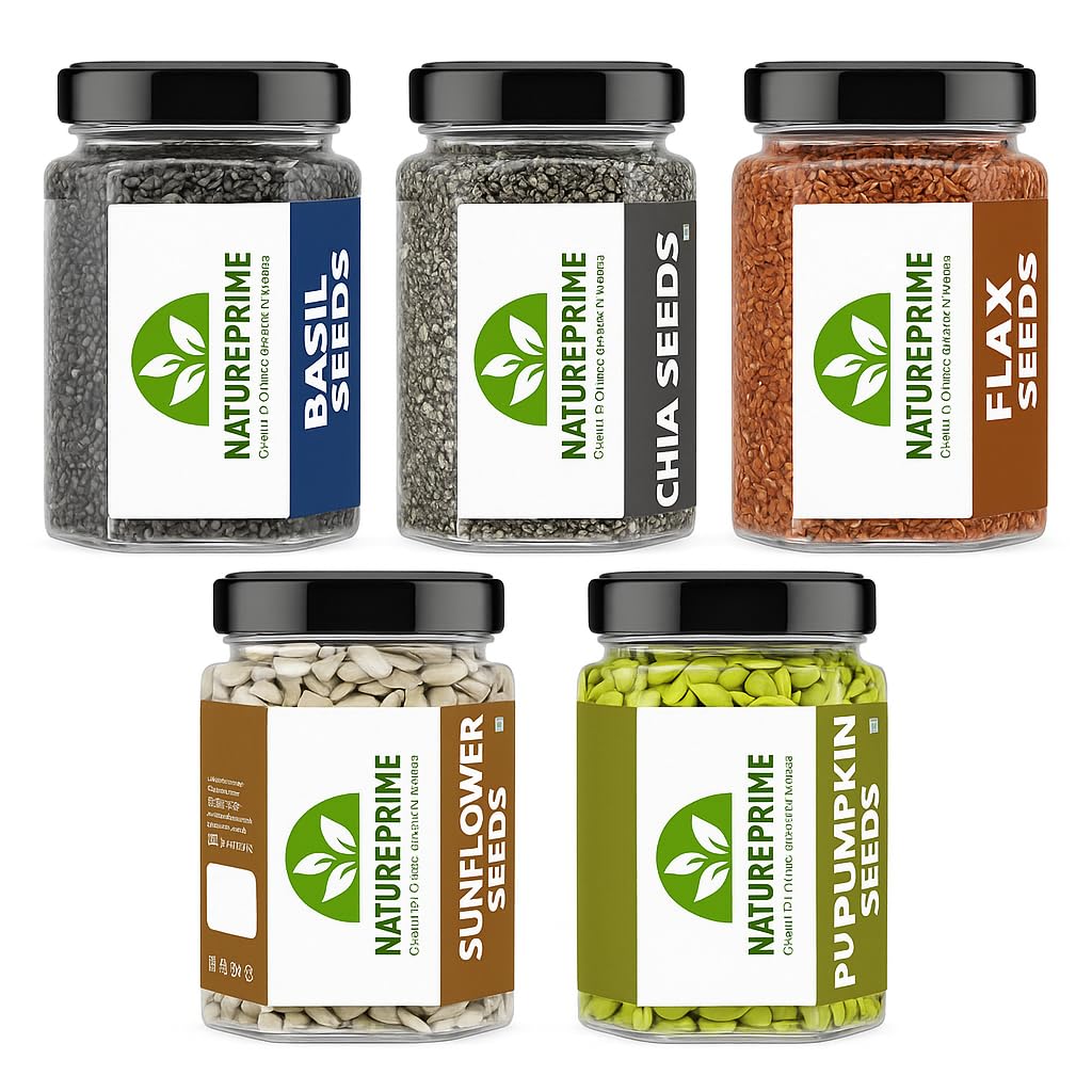 Nature Prime Super Seeds Combo | Chia, Flax, Pumpkin, Sunflower & Basil Seeds | Protein & Fiber Rich | Immunity Booster | 5-in-1 Superfood Mix | 1.25kg (250g x 5)-image-11