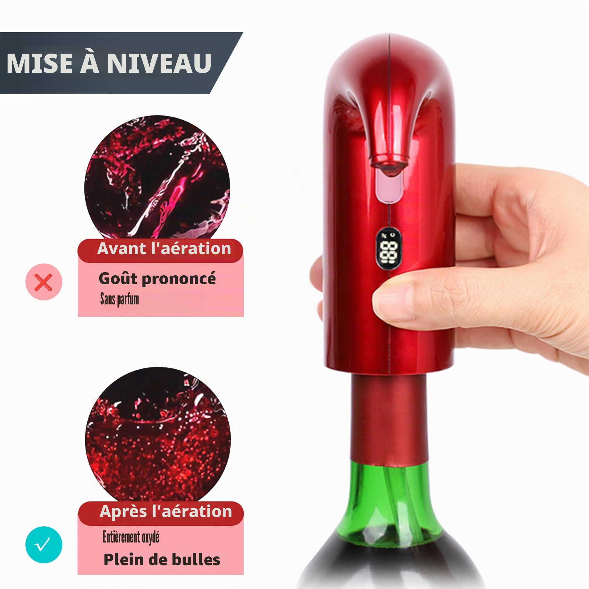 Aérateur de vin électrique,carafe à vin électrique,carafe à vin à commande tactile type C