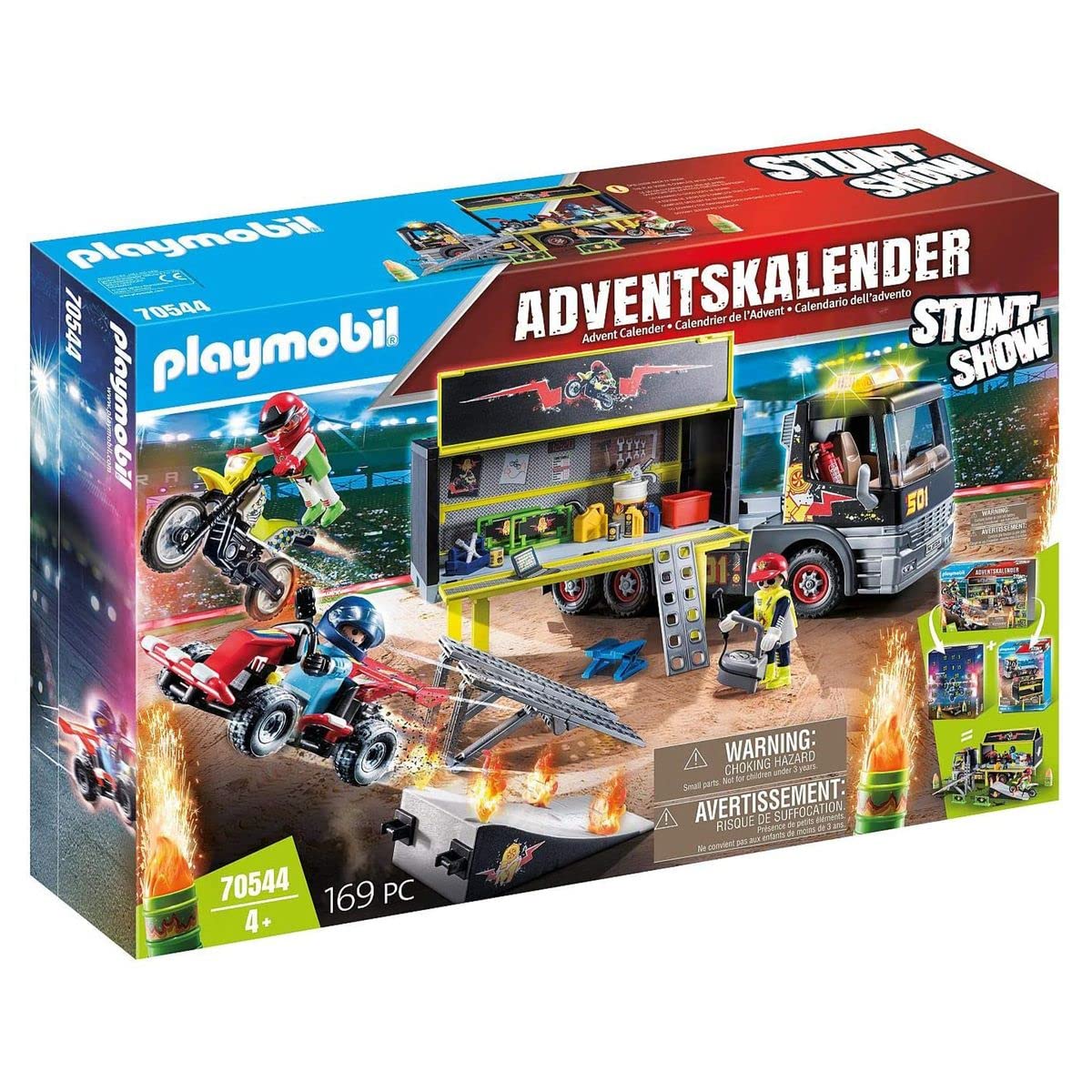 PLAYMOBIL XXL-Adventskalender 70544 Stuntshow, Inklusive LKW, Für Kinder ab 4 Jahren