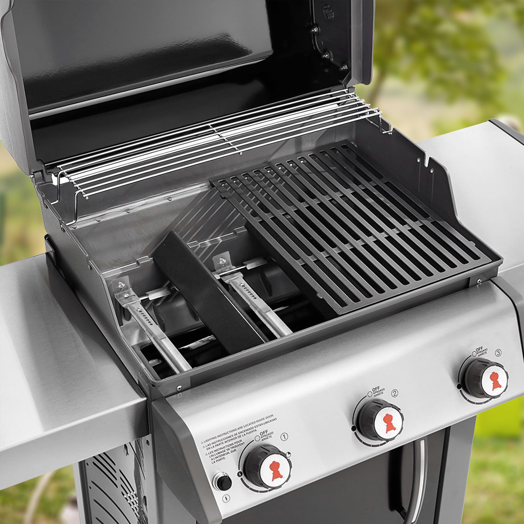 Onlyfire Uniwersalne Regulowane Palniki do Grilla ze Stali Nierdzewnej, do Większości Modeli Grilla Gazowego, Przedłużana z 36 do 50cm, Średnica 12mm, 3 Sztuki