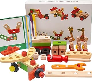 Conjunto de construção de porcas e parafusos – brinquedos sensoriais kit de construção porcas e parafusos – ferramentas de construção, brinquedos montessorianos de habilidades motoras, kit de construção de blocos de construção com ricos Fangbei