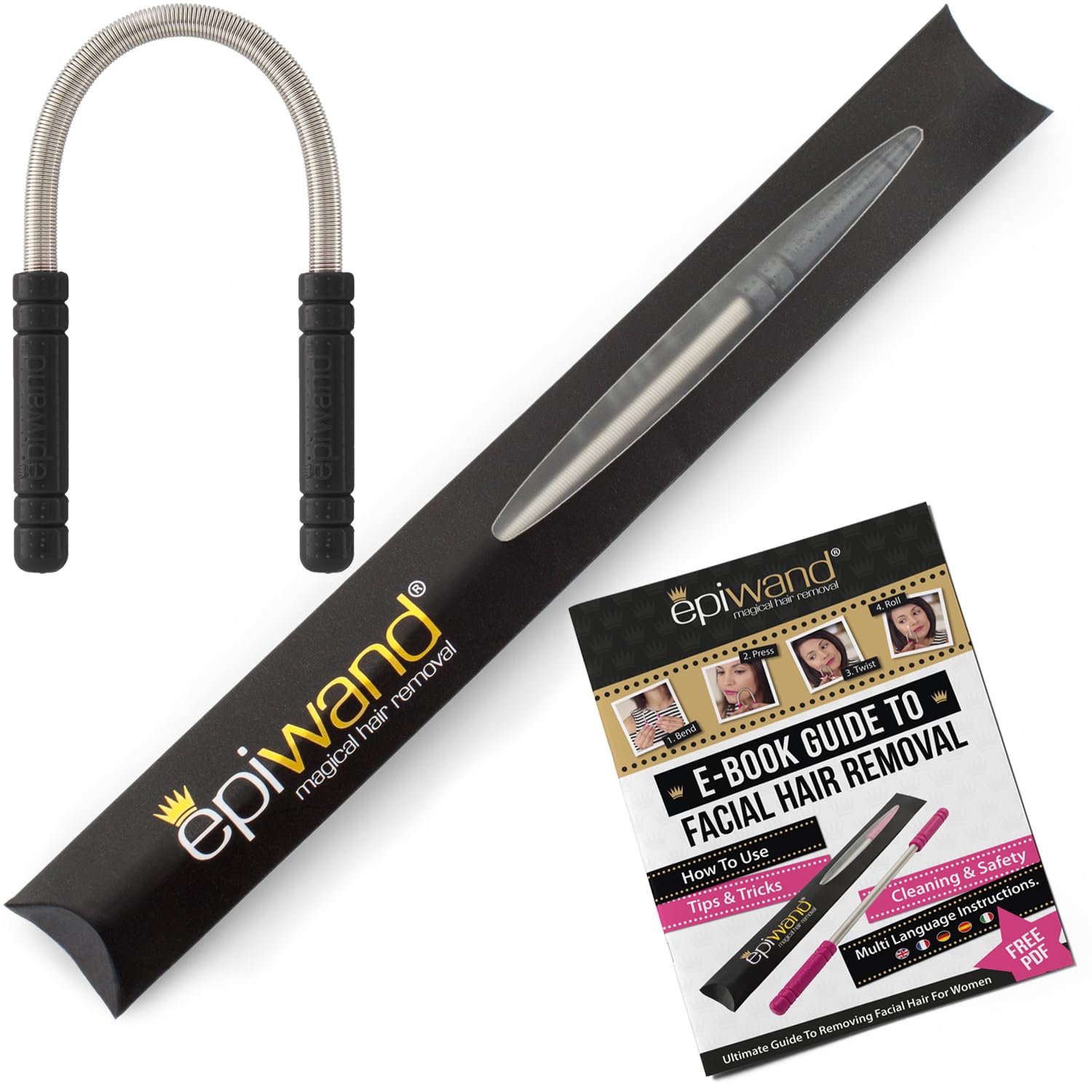 Epiwand Facial Hair Remover Spring Threading Tool - Our Women’s Facial Epilator Coil Removes Peach Fuzz, Chin, Cheek, Neck, Mustache and Upper Lip Hair Quickly - How to Use Instructions in Box