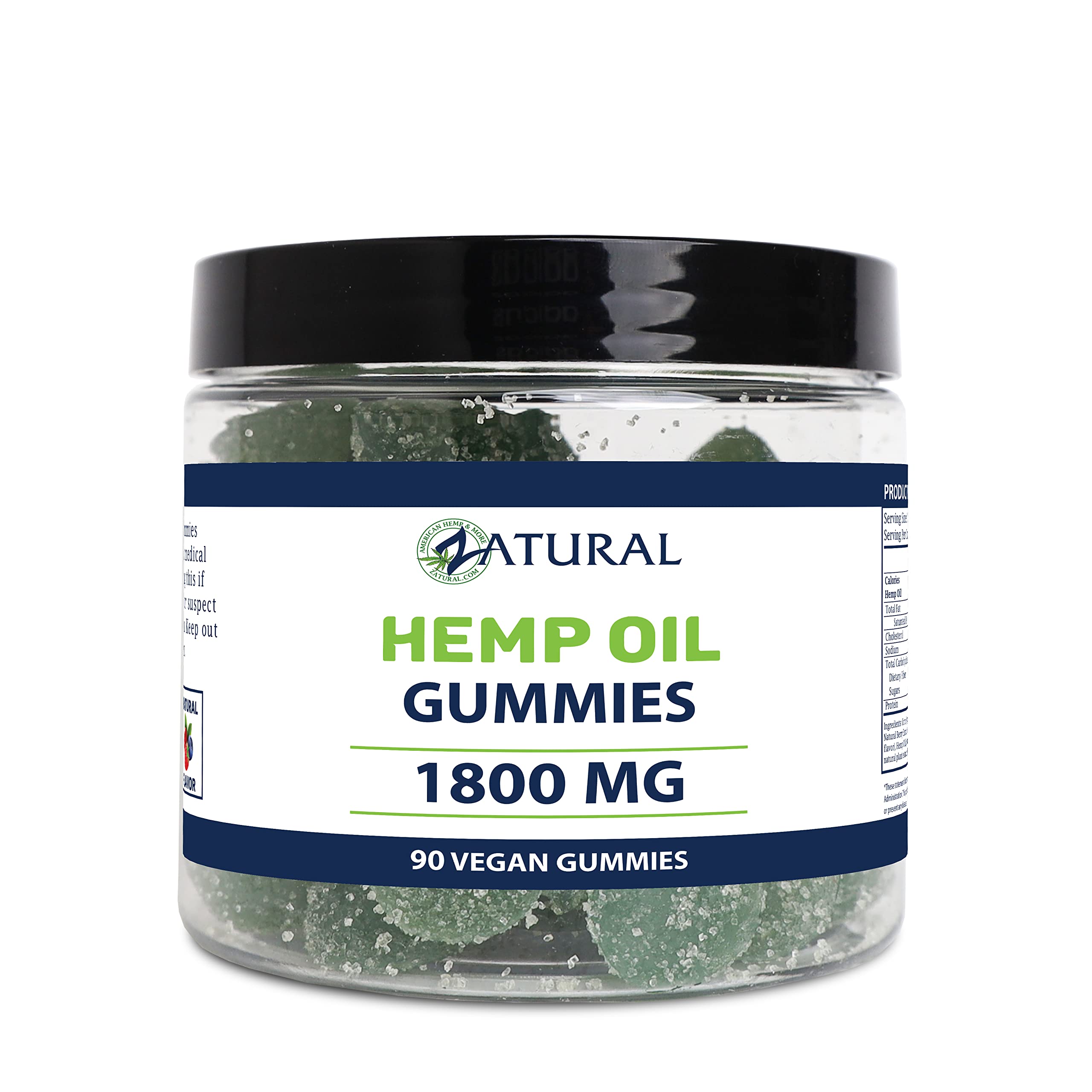 1,800mg Hemp Vegan Gummies - 100% All Natural Vegan Gummies - 20mg Hemp Seed Oil per Gummy (90 Vegan Gummies)