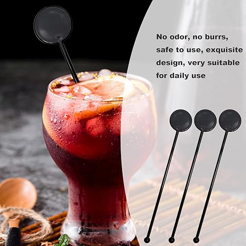 Miniatura 5 de 200 palitos de plástico para agitar, de 7 pulgadas, para cóctel, barra negra, disposibles, mezcladores de bebidas para cóctel, whisky, café, bebidas