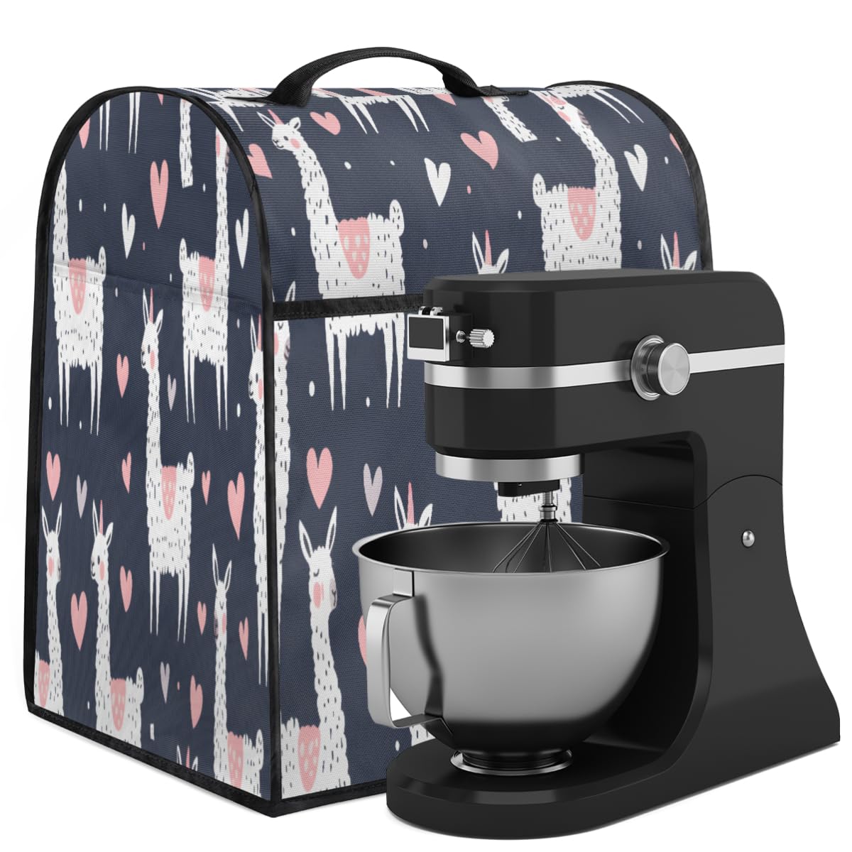 Coffee Maker Cover Heart Alpaca Kitchen Appliance Covers Small Appliance Covers Blender Cover Juicer Cover Dust Covers for Kitchen Appliances with Top Handle and Pockets,Washable,B619