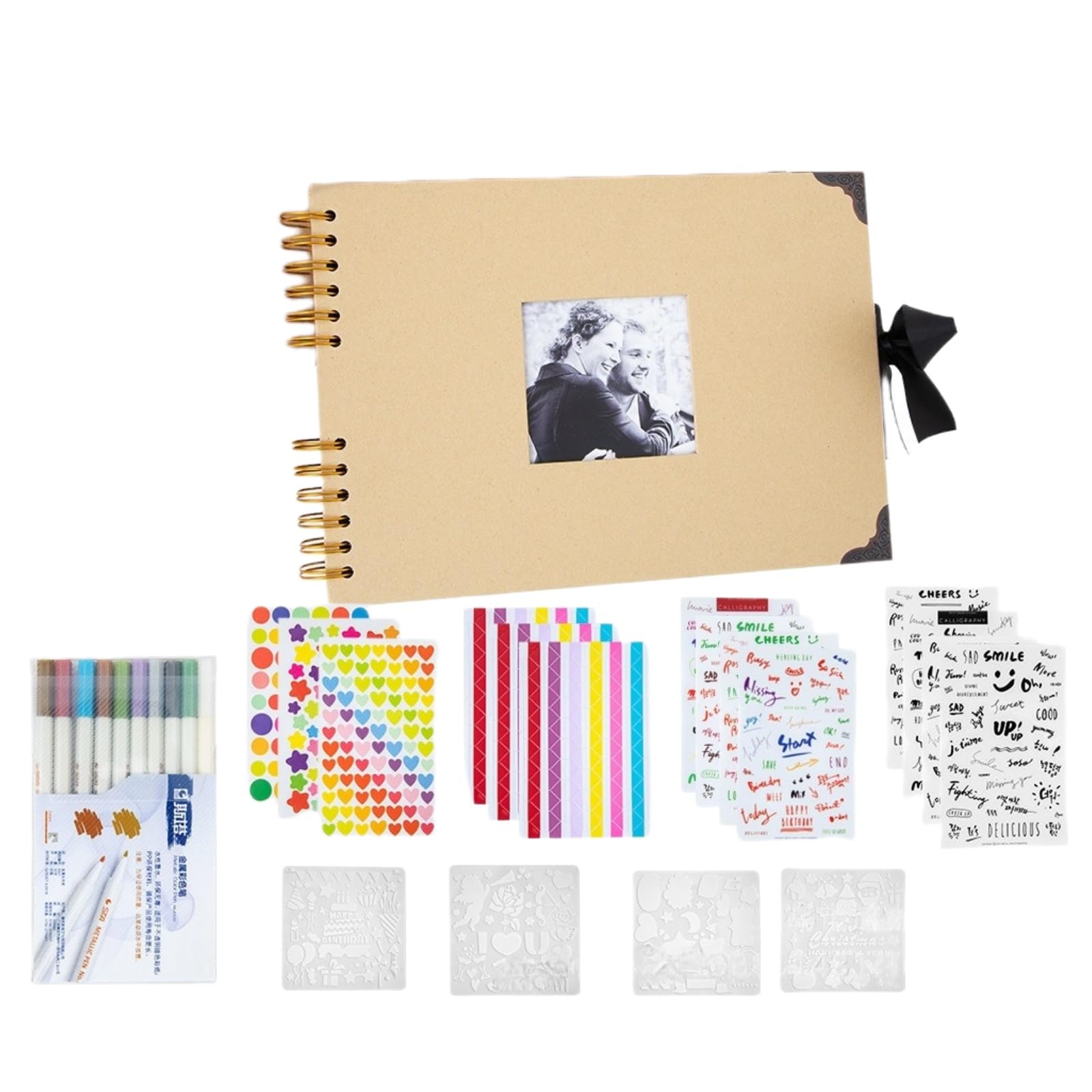1 album fotograficzny do samodzielnego ozdobienia, "zrób to sam", 80 czarnych stron, zestaw do scrapbookingu na urodziny, zakończenie szkoły, Walentynki, rocznicę (brązowy)