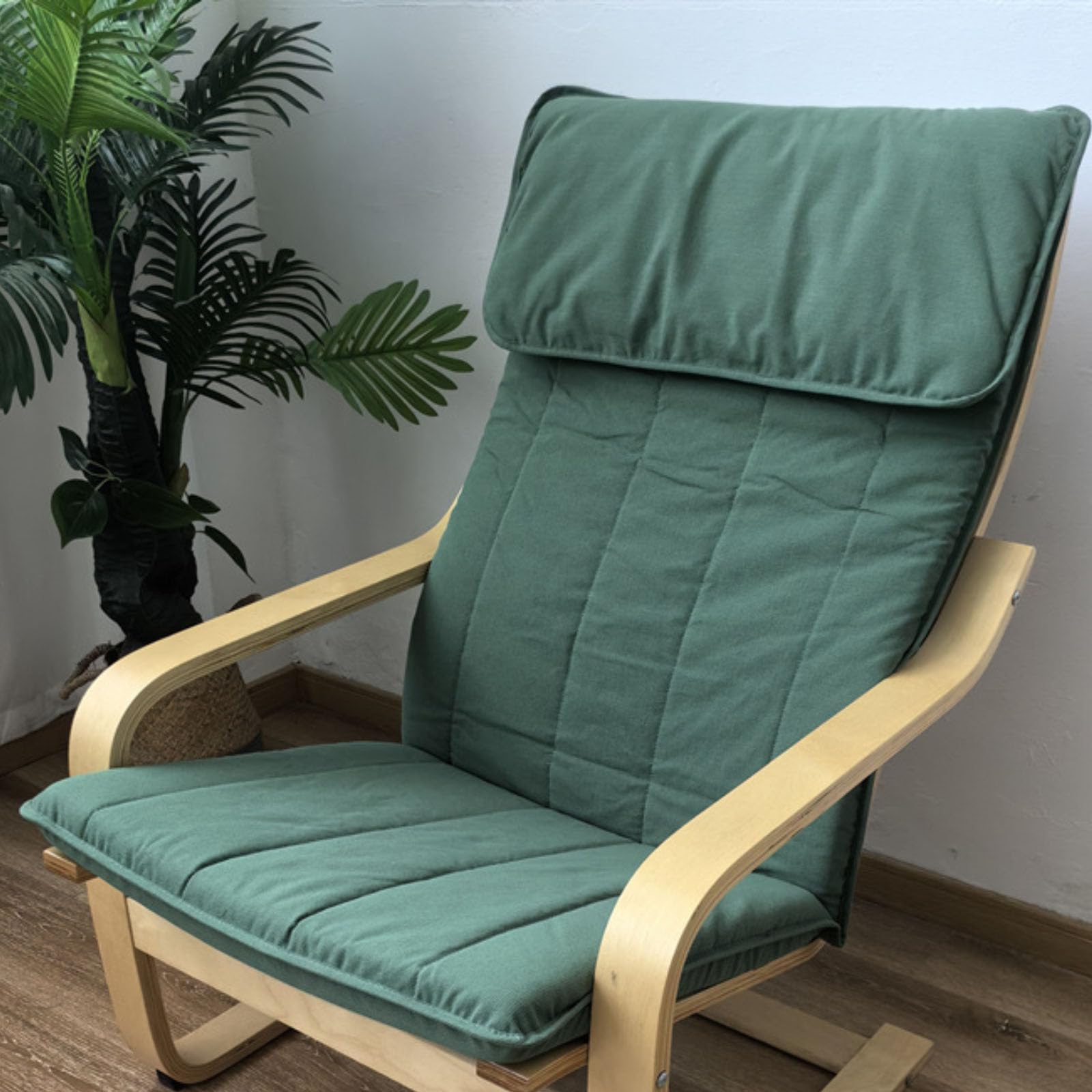 GAOBINGB Cotton Poang Chair Cushion Replacement, Multi Colored Armchair Replacement Cover, Detachable Fabric Cushion, Cotton Poang Chair Thick Padded,Green