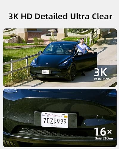 Miniatura 3 de Noorio Cámara de seguridad con cable 3K para exteriores, cámara de grabación de 5 GHz 5MP 247 para seguridad del hogar, con alertas de luz sonora,