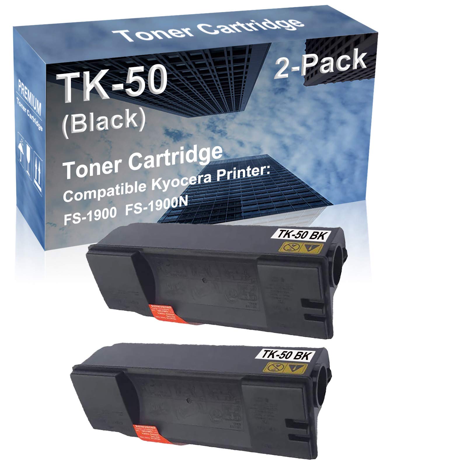 2-Pack Compatible High Capacity FS-1900 FS-1900N Printer Toner Cartridge Replacement for Kyocera TK50 (TK-50) Printer Cartridge (Black)