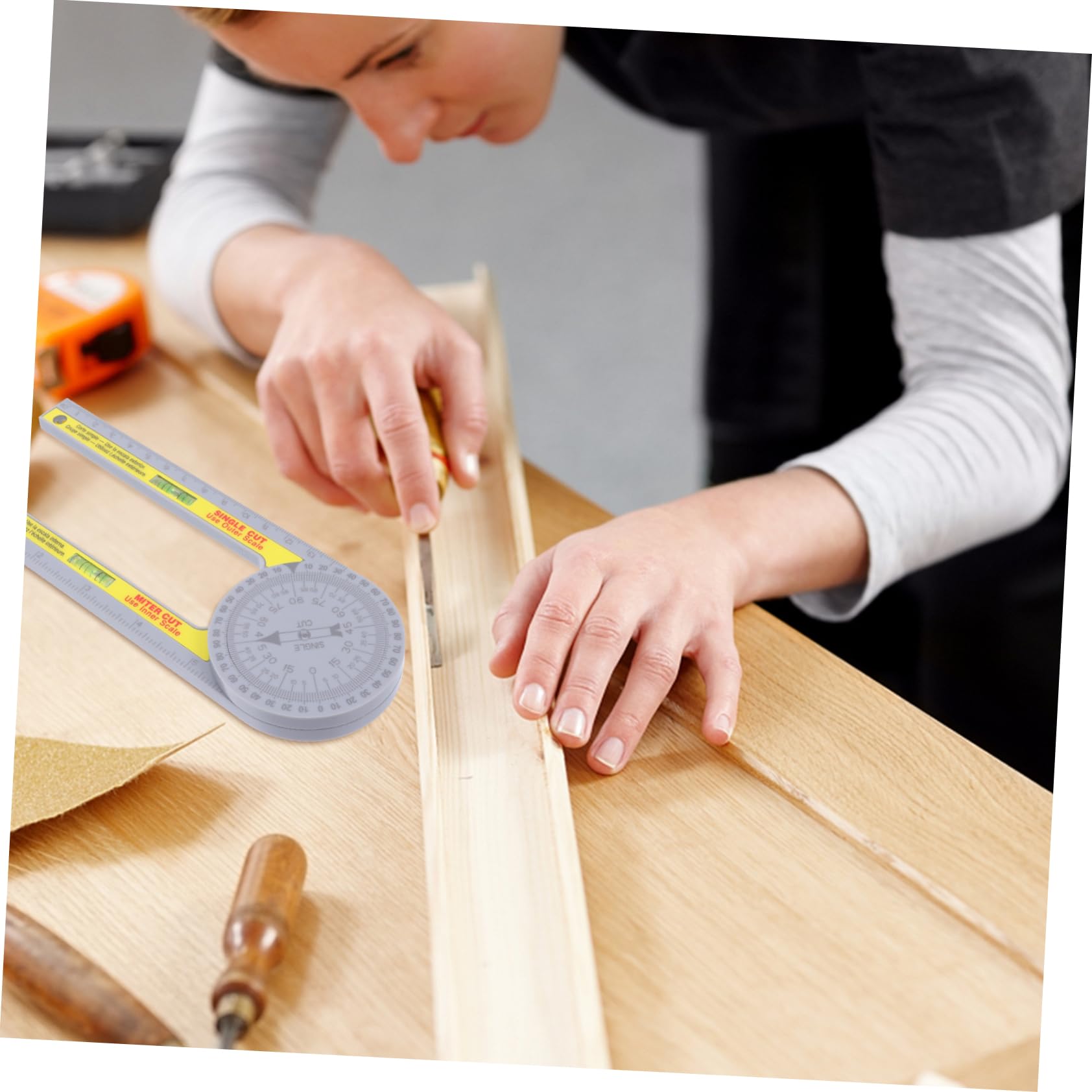 ARTIBETTER Protractor Ruler Set Folding Ruler Miter Angle Plastic Protractor for Carpentry Woodworking