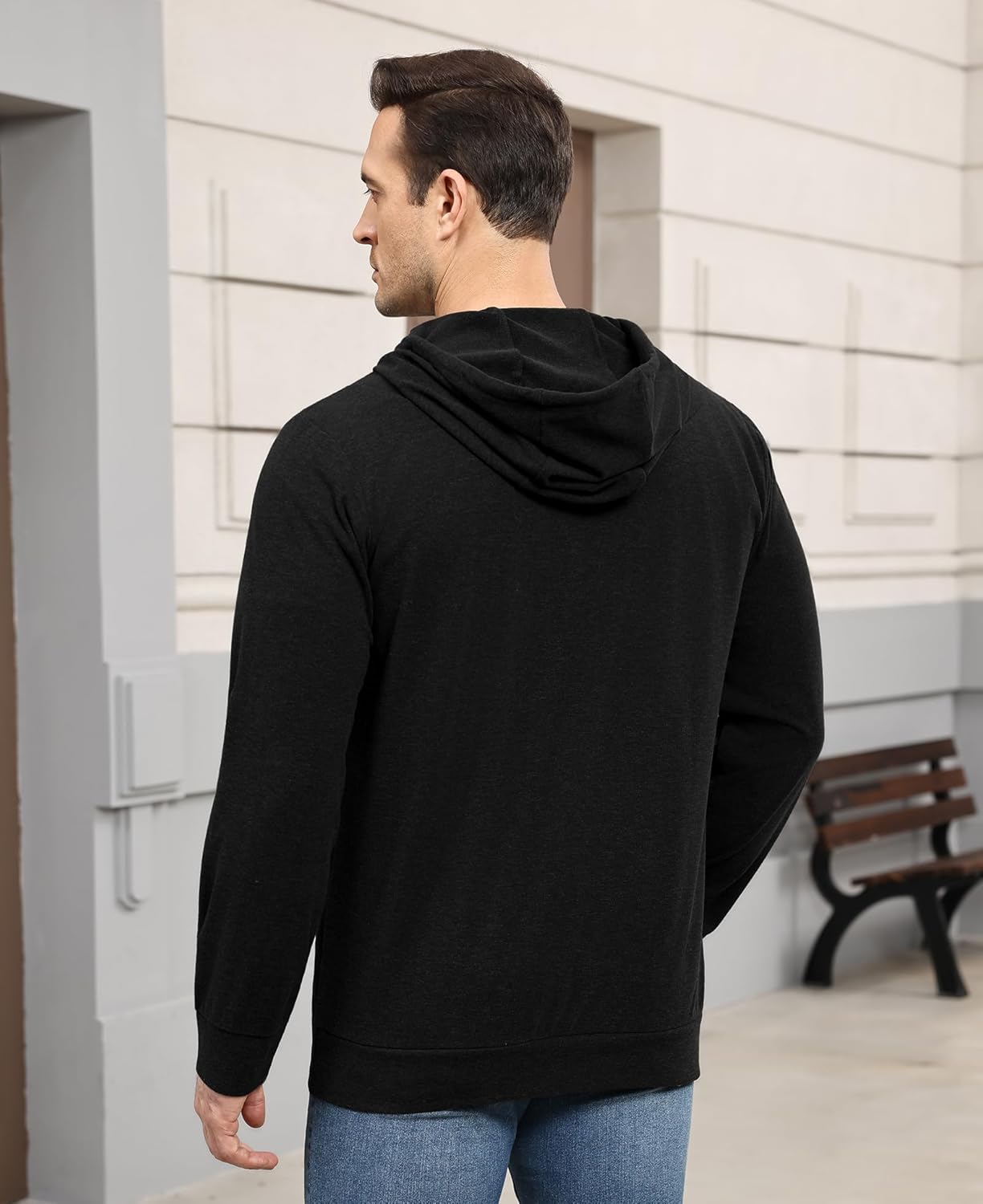 Susclude Men's Hooded Sweaters Long Sleeve Knitted Pullover Sweater Basic Casual Comfy Hoodies for Men with Kanga Pocket - Image 2