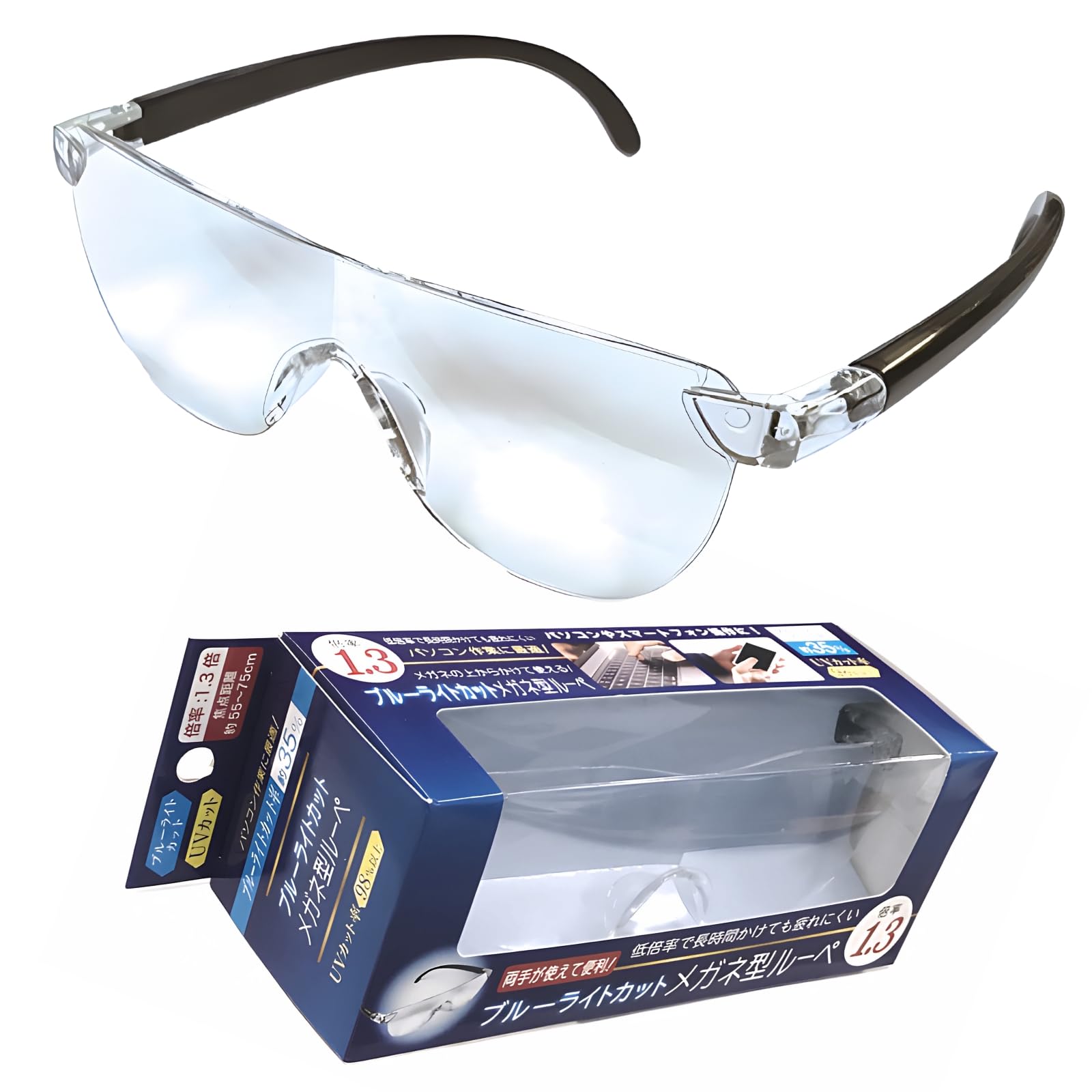 Amazon.co.jp: ブルーライト カット メガネ型ルーペ uvカット 拡大鏡