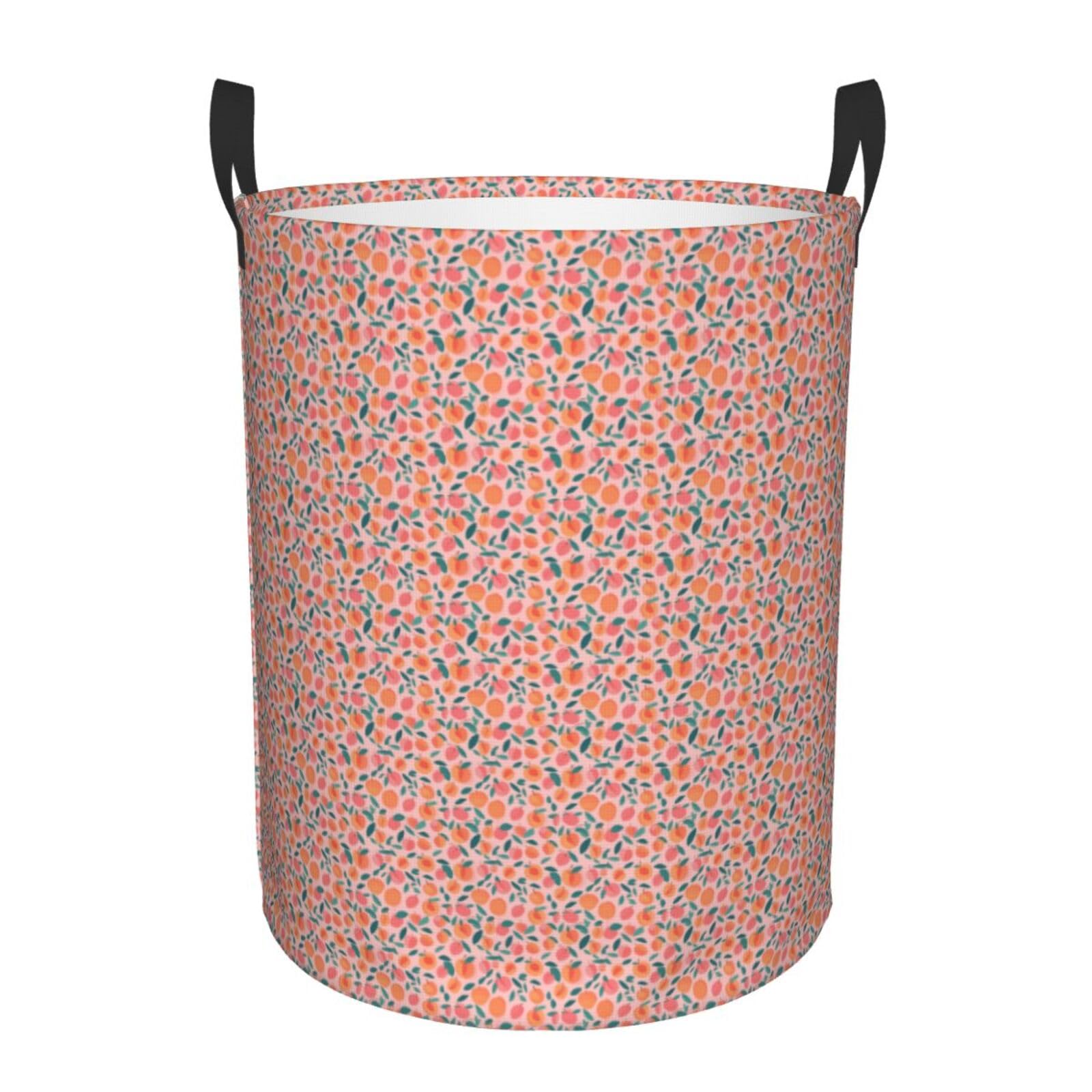 Panier à linge étanche et grand format rond au design pêche rose protecteur