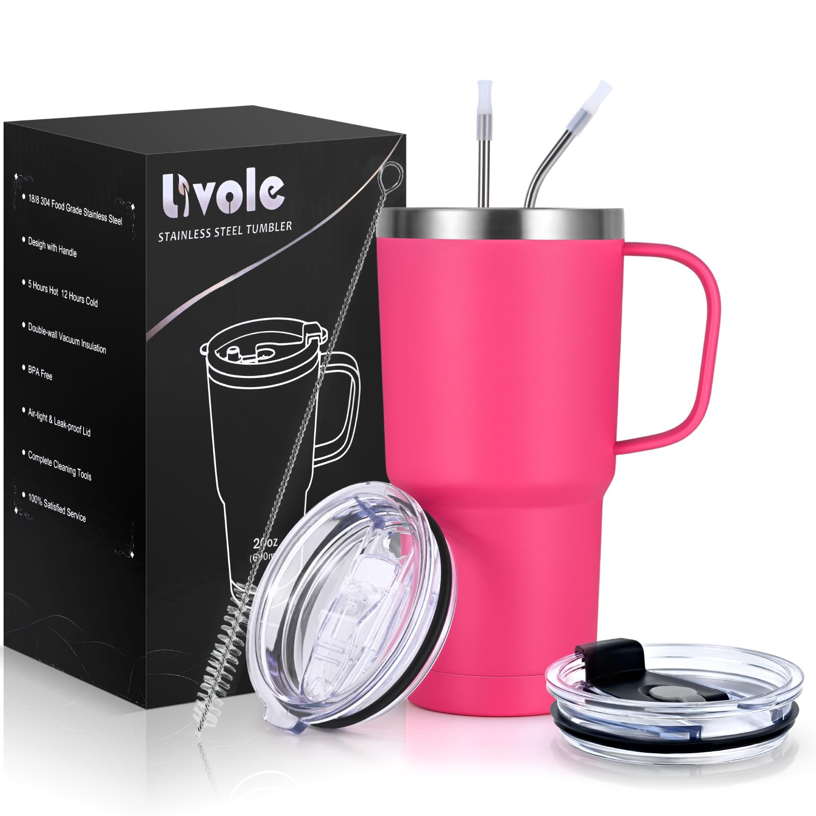 Livole 600ml Thermobecher mit Henkel, Vakuum Kaffeebecher Th