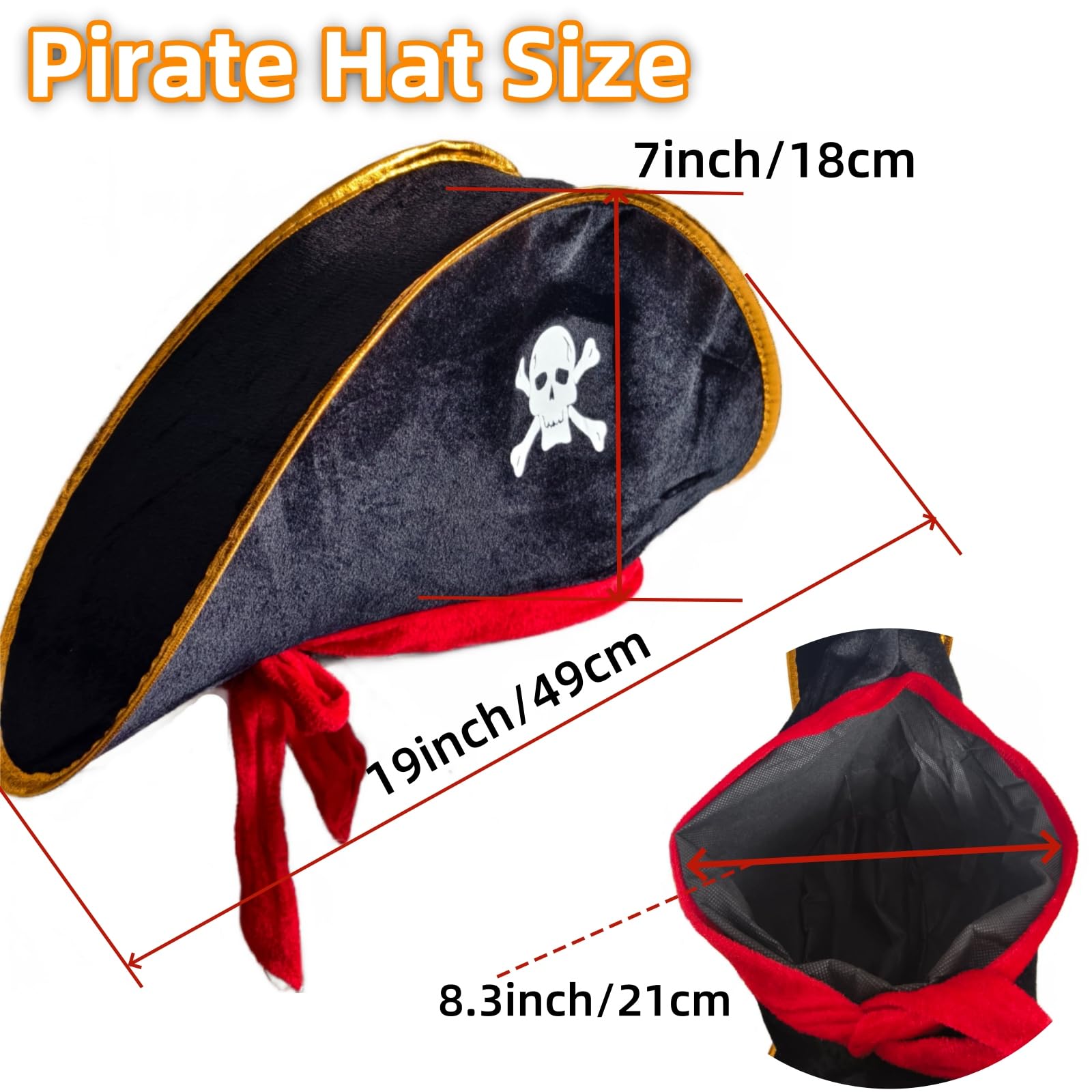 3Pcs Pirate Hat & Stuffed Shoulder Parrot & Eye Patches, Pirate Costume Accessories Pirate Skull Print Pirate Patch for Woman Men Kids Adults for Halloween School Shows and Cosplay Props