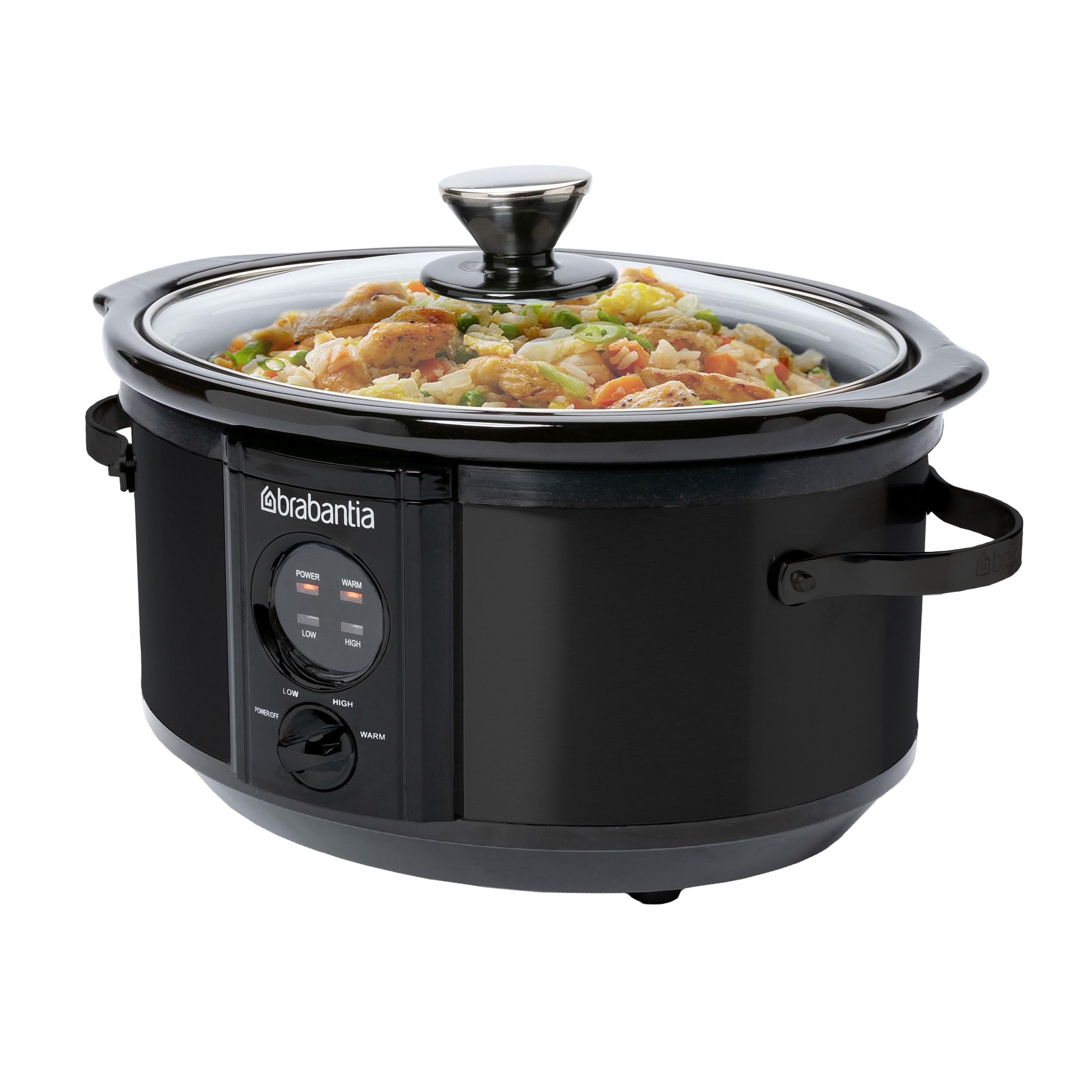 Brabantia Mijoteuse Numérique avec Cocotte Compatible Four, 3.5 Litres, Slow Cooker, Céramique, Verre, Température Ajustable, Electrique, Noir